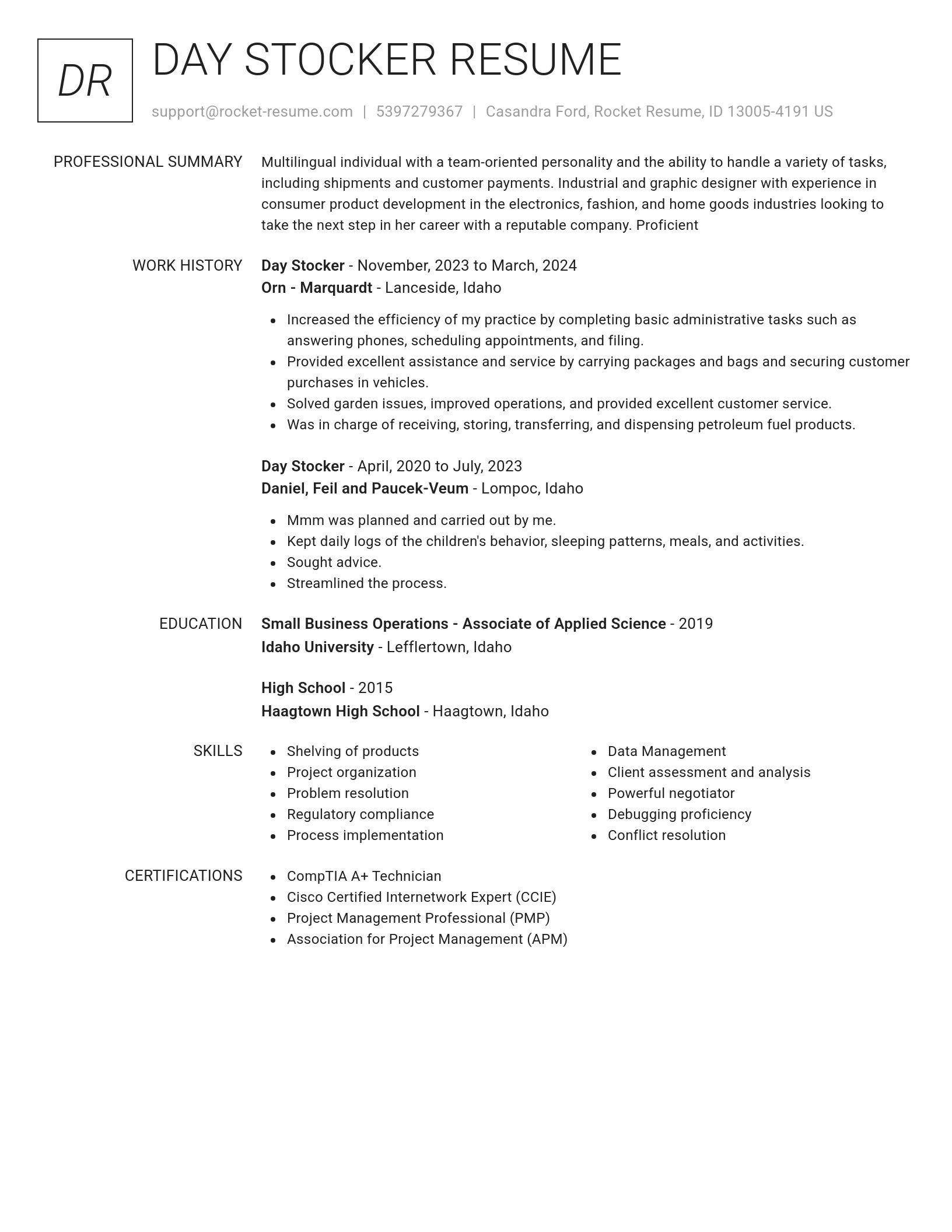 Renowned resume template