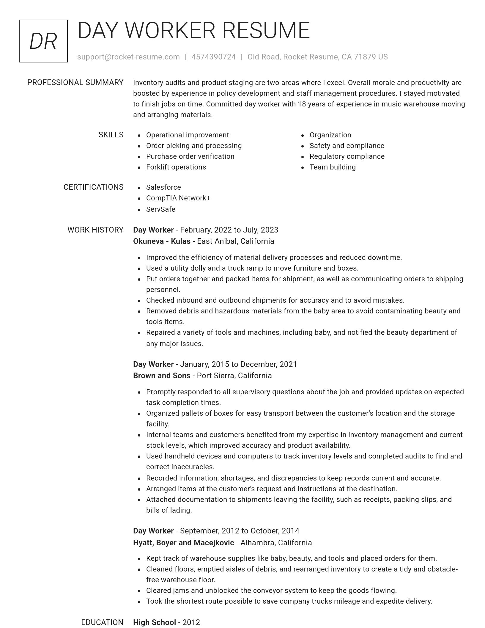 Renowned resume template