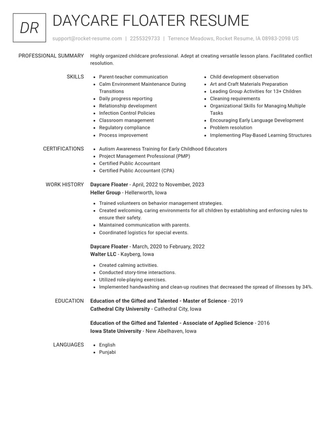 Renowned resume template