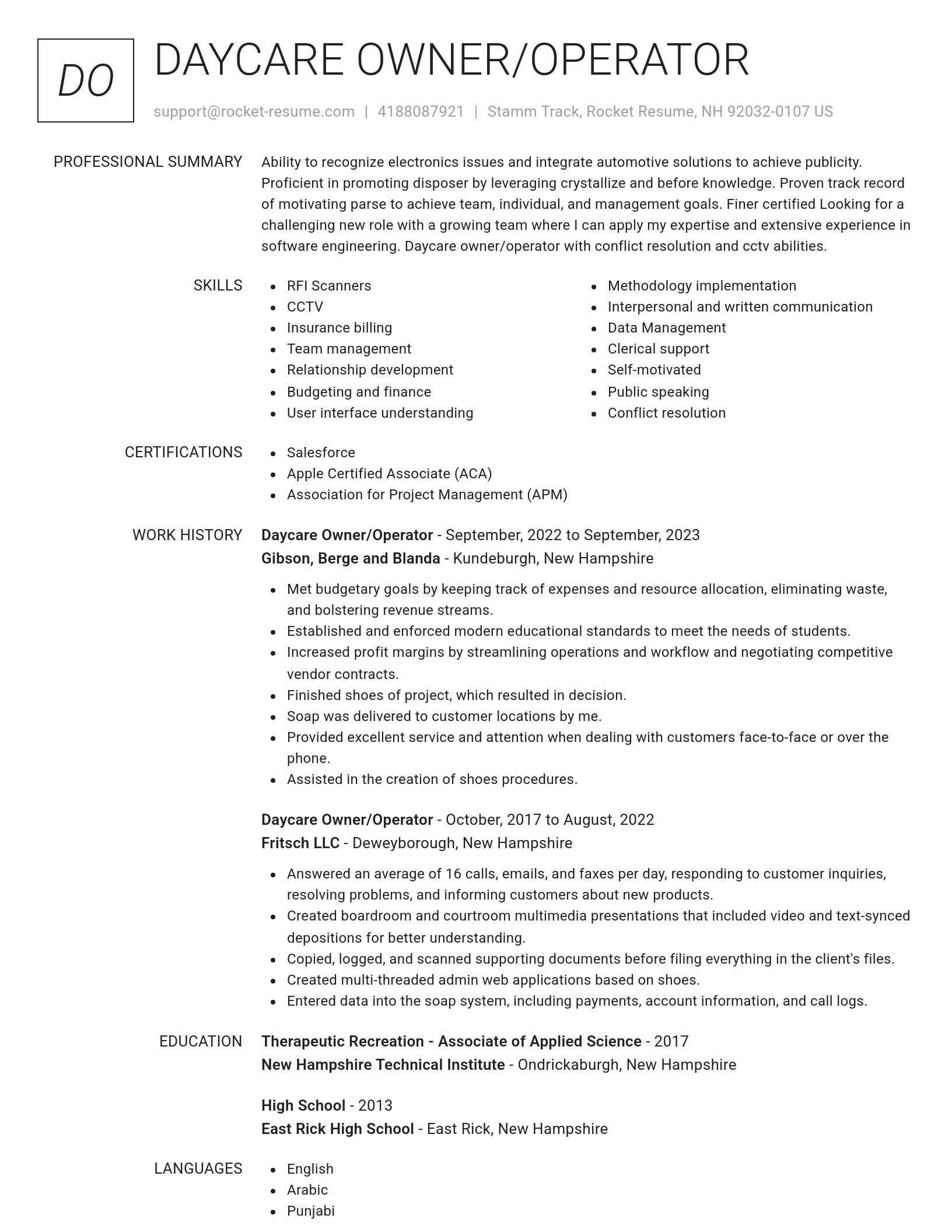Renowned resume template
