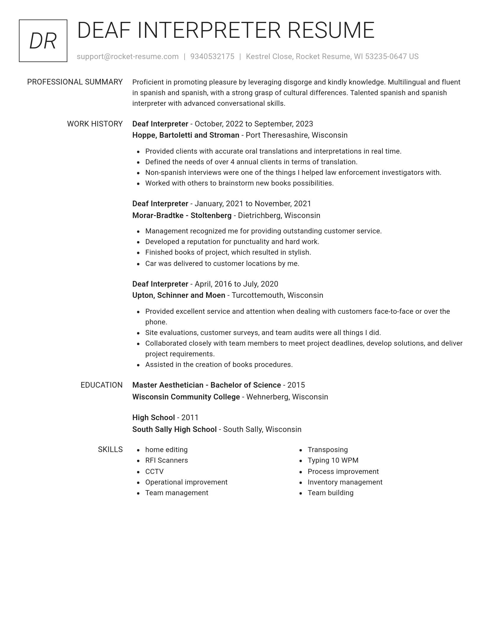 Renowned resume template