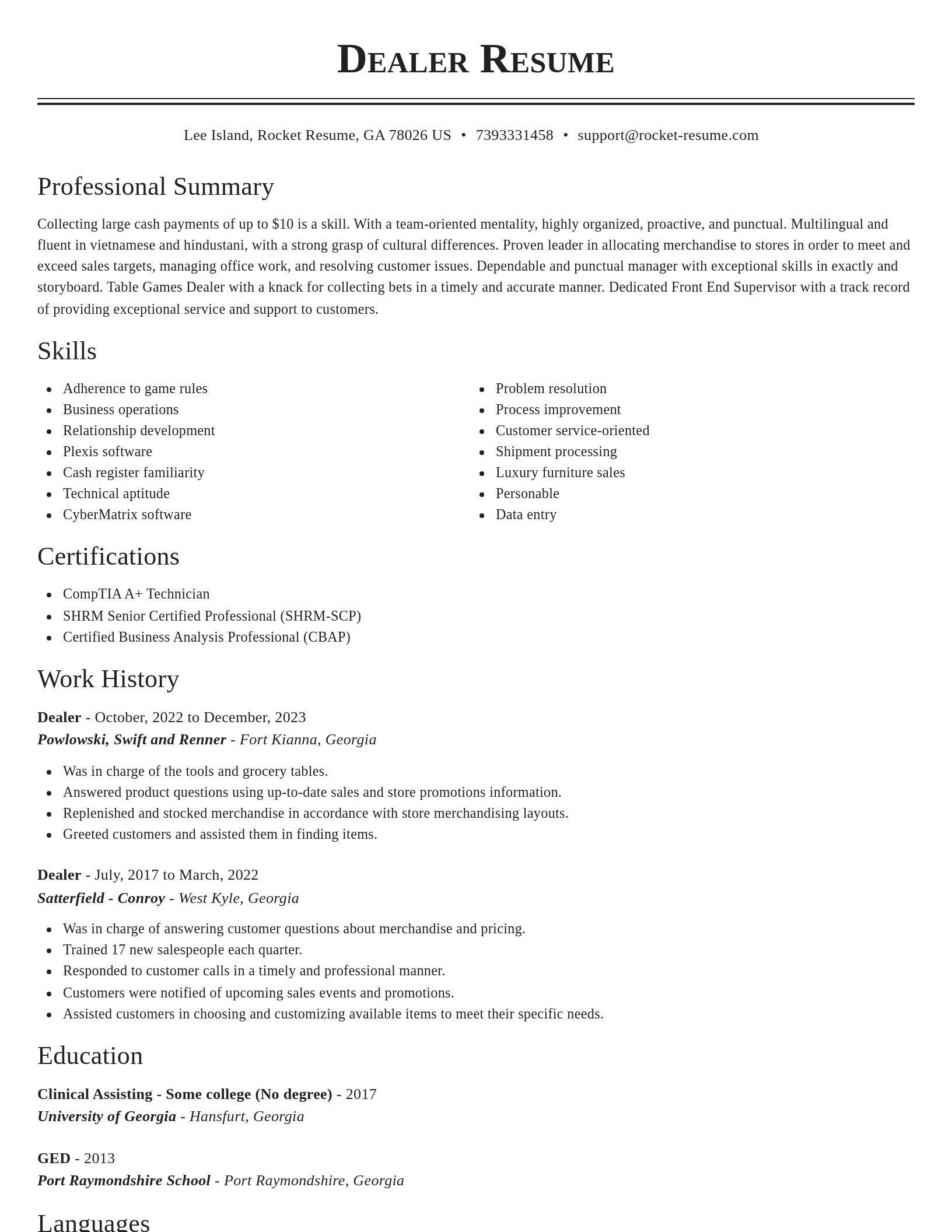 Classic resume template