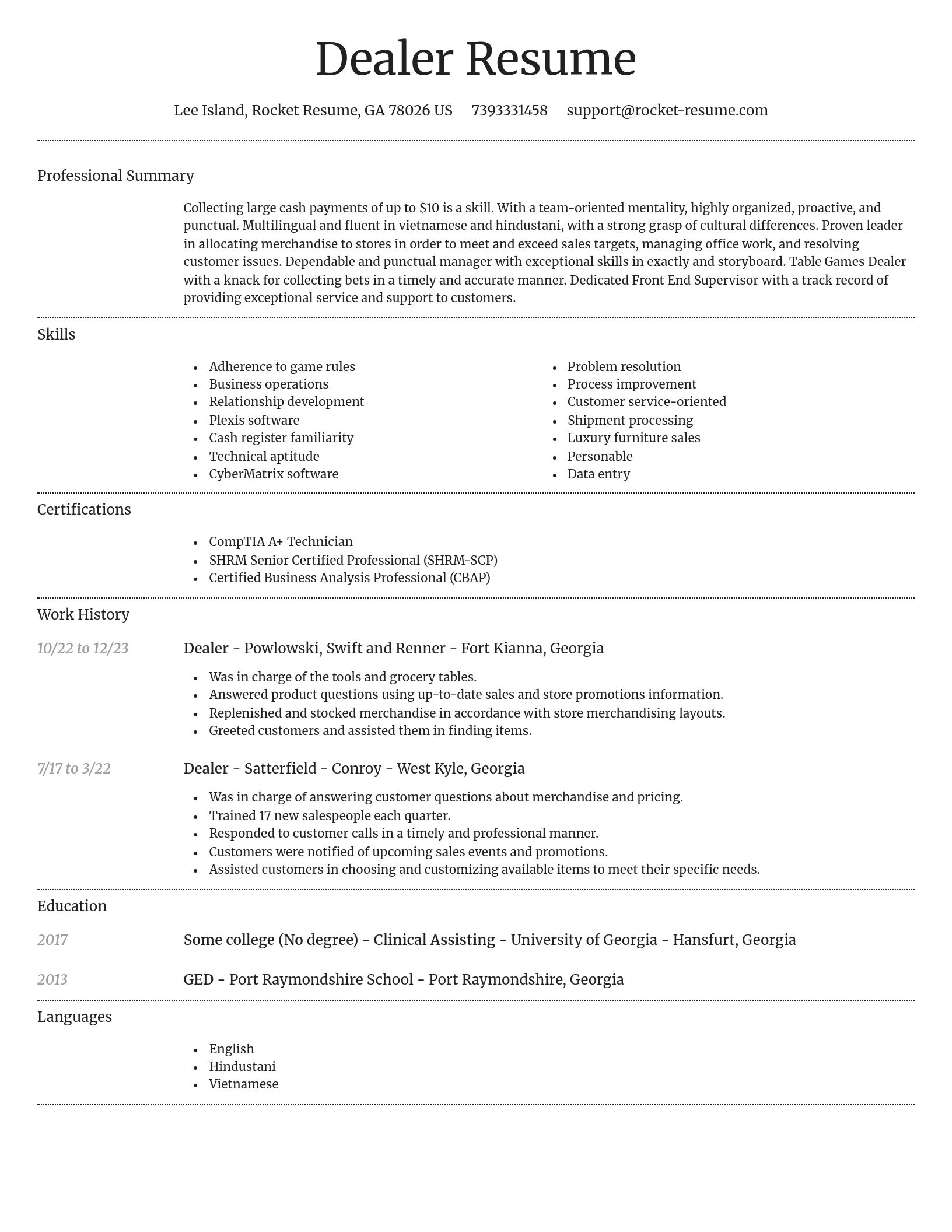 Dignified resume template