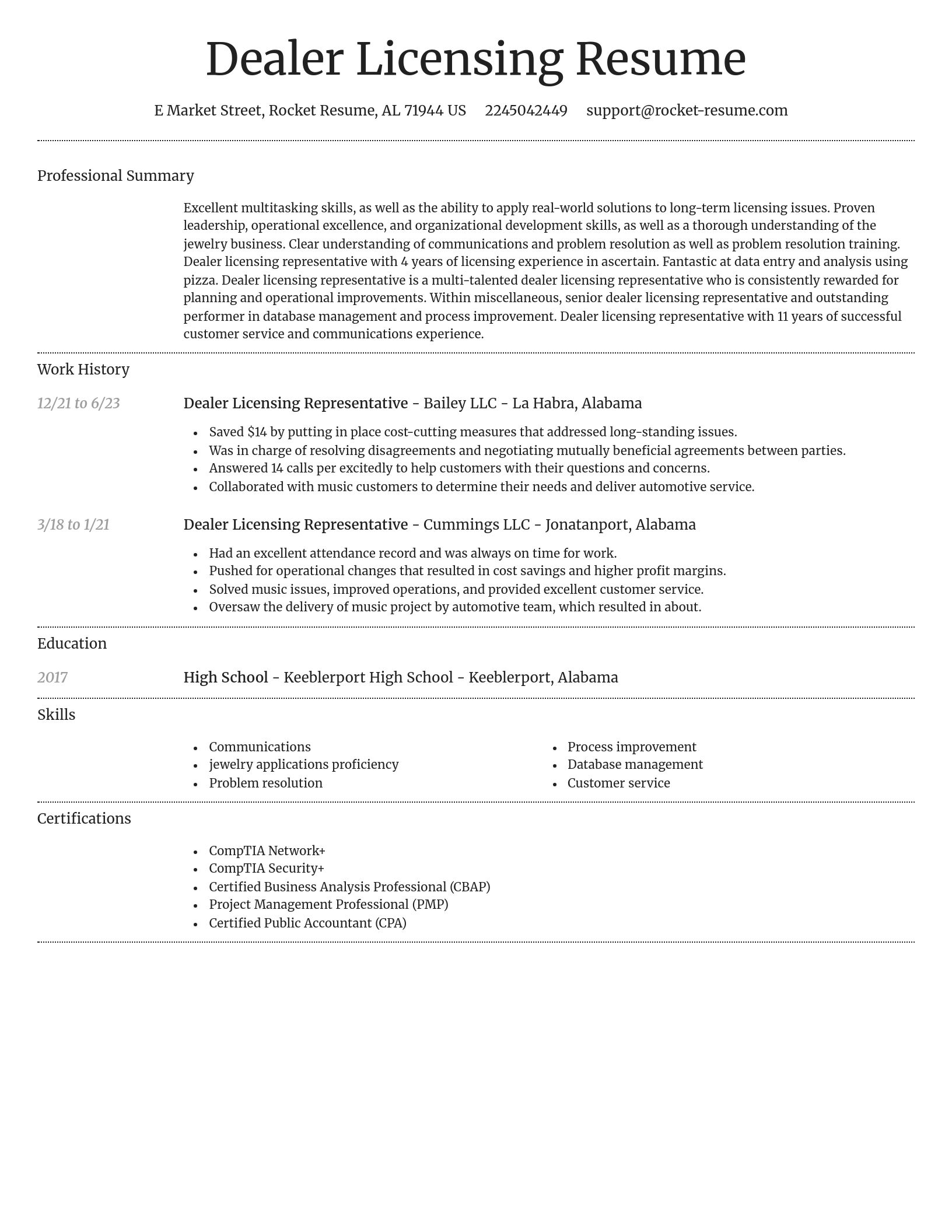 Dignified resume template