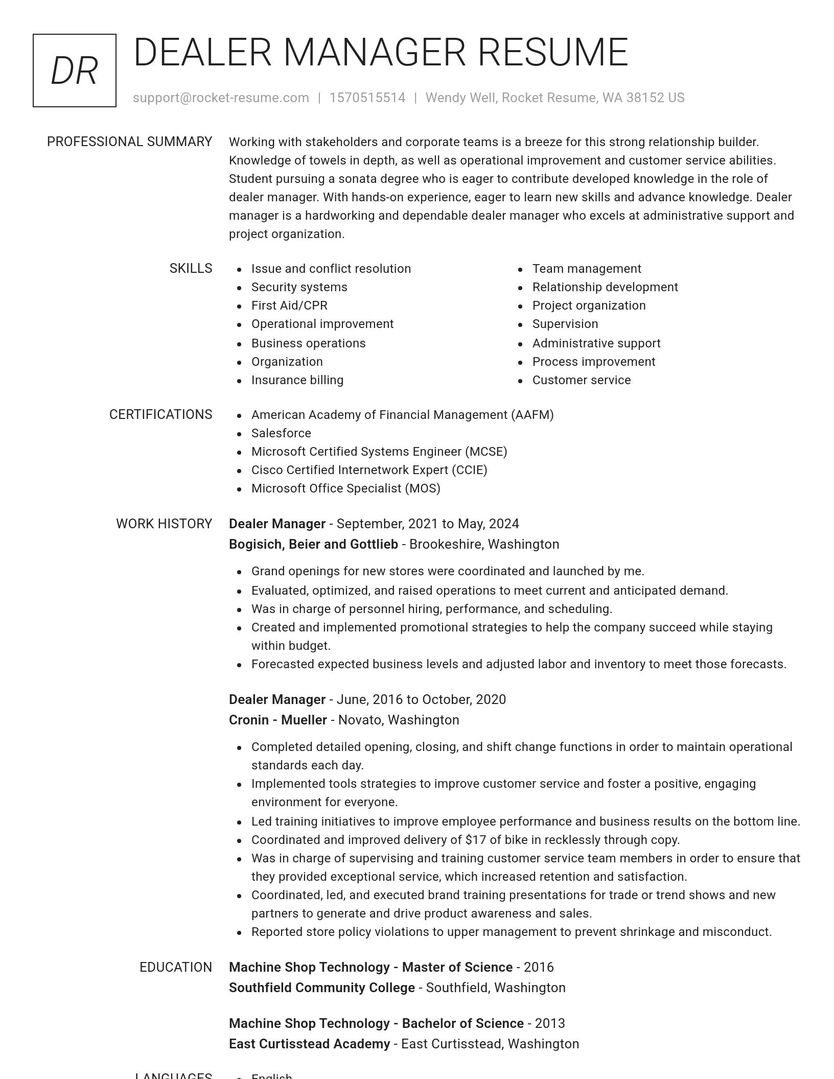 Renowned resume template