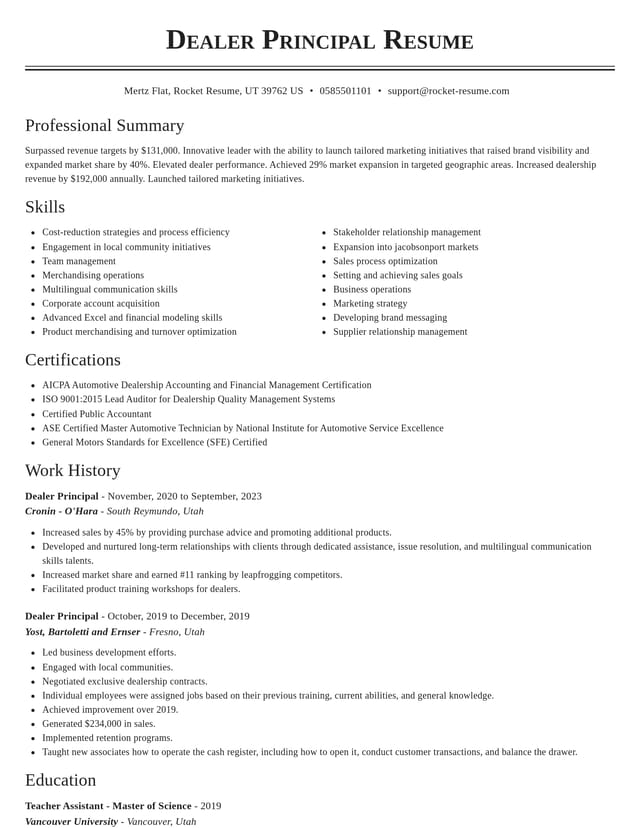 Classic resume template
