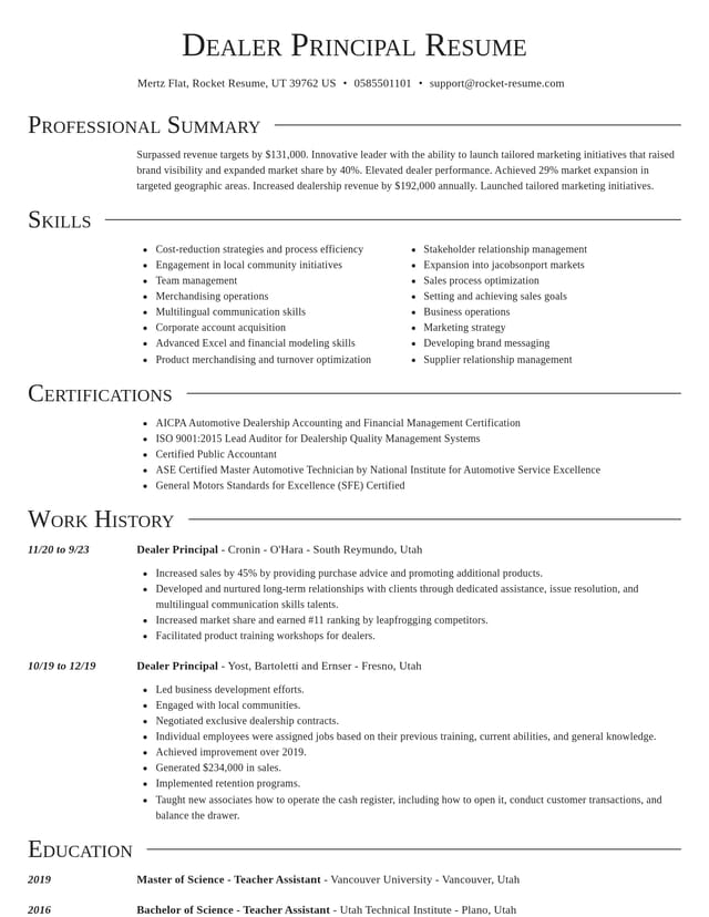 Director resume template