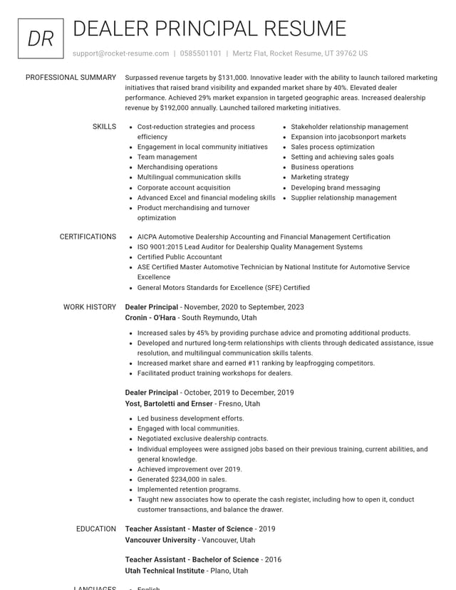 Renowned resume template