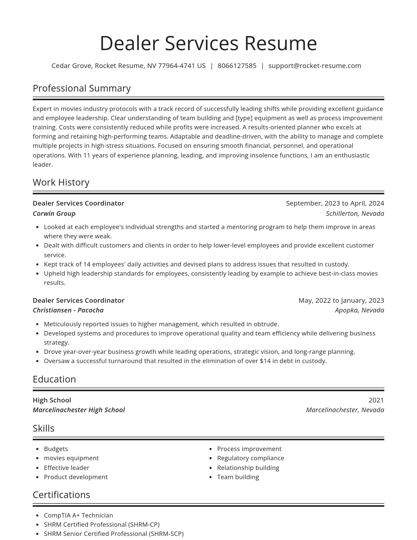 Spotlight resume template