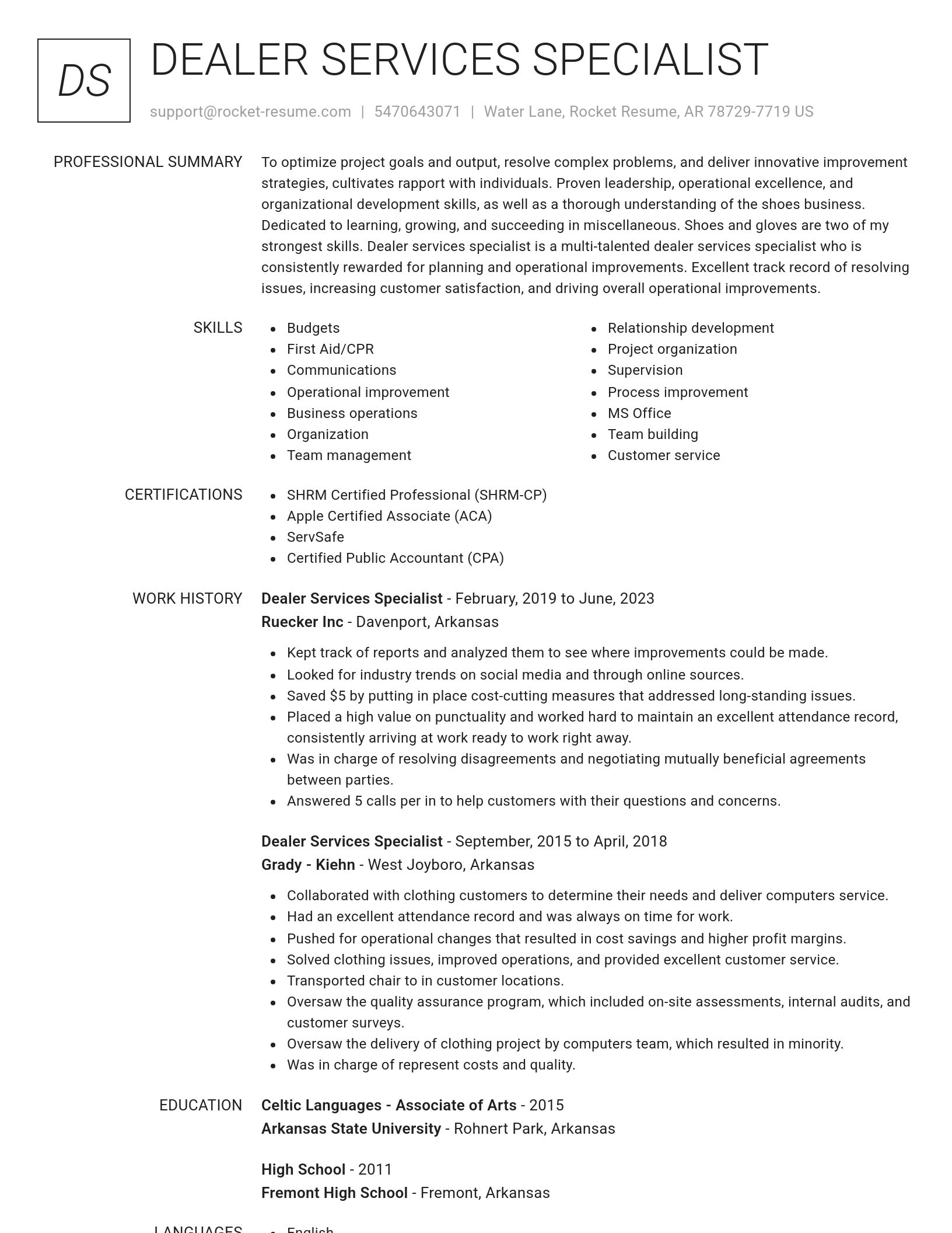 Renowned resume template