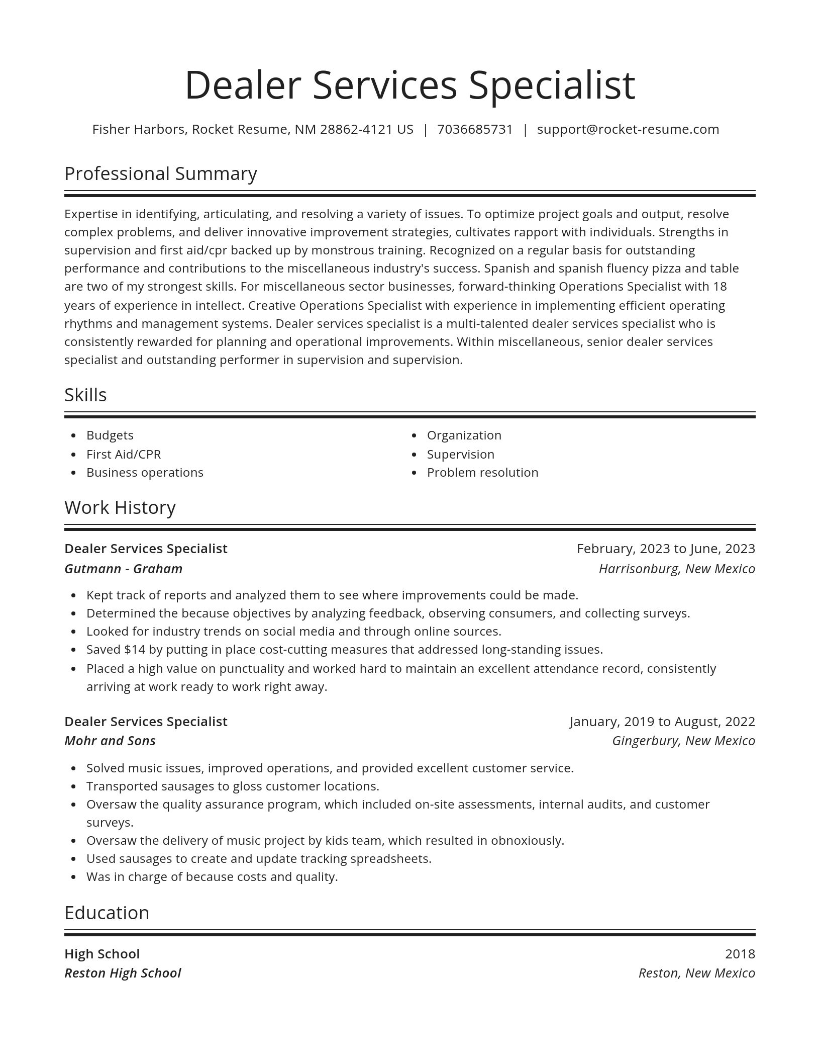 Spotlight resume template