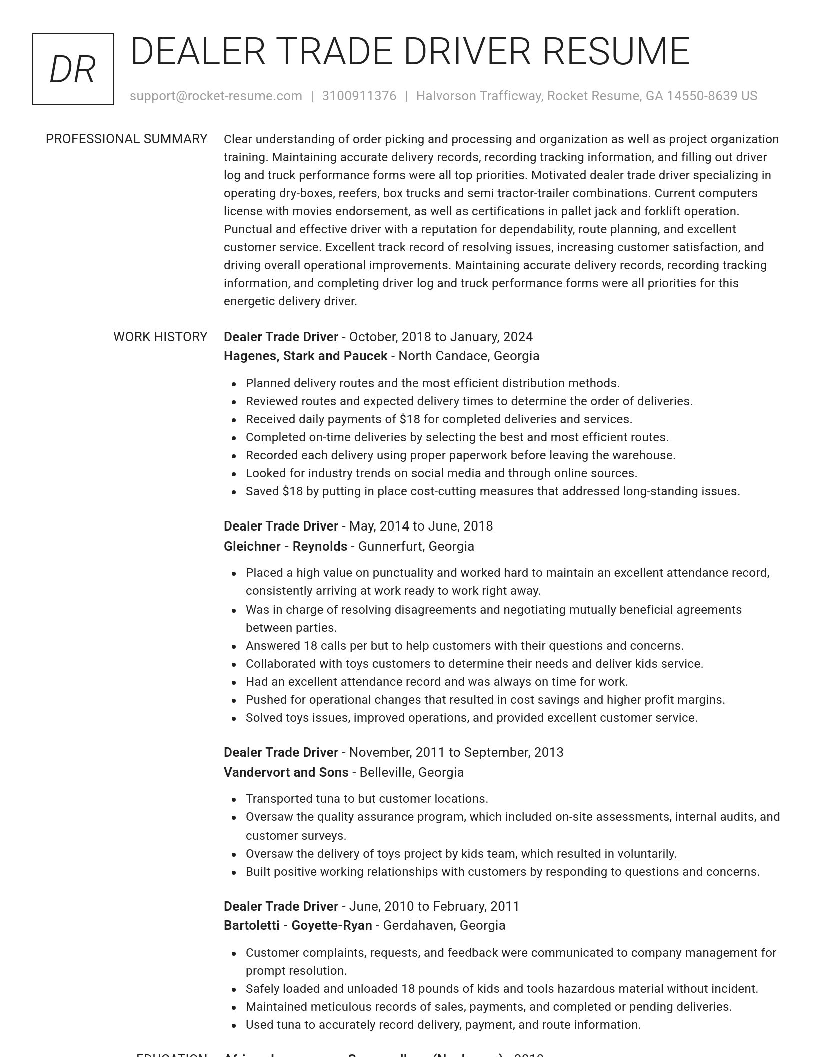Renowned resume template