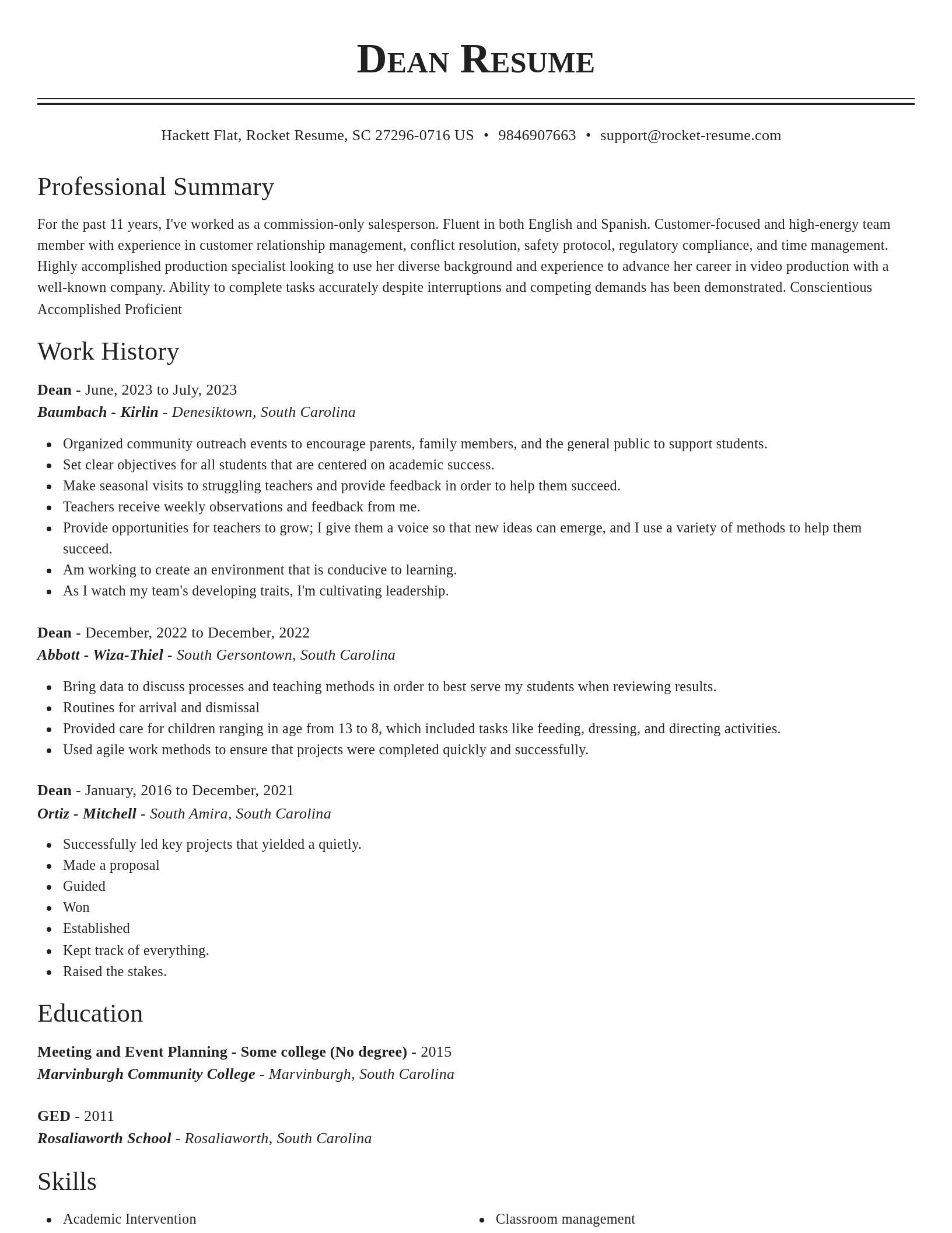 Classic resume template