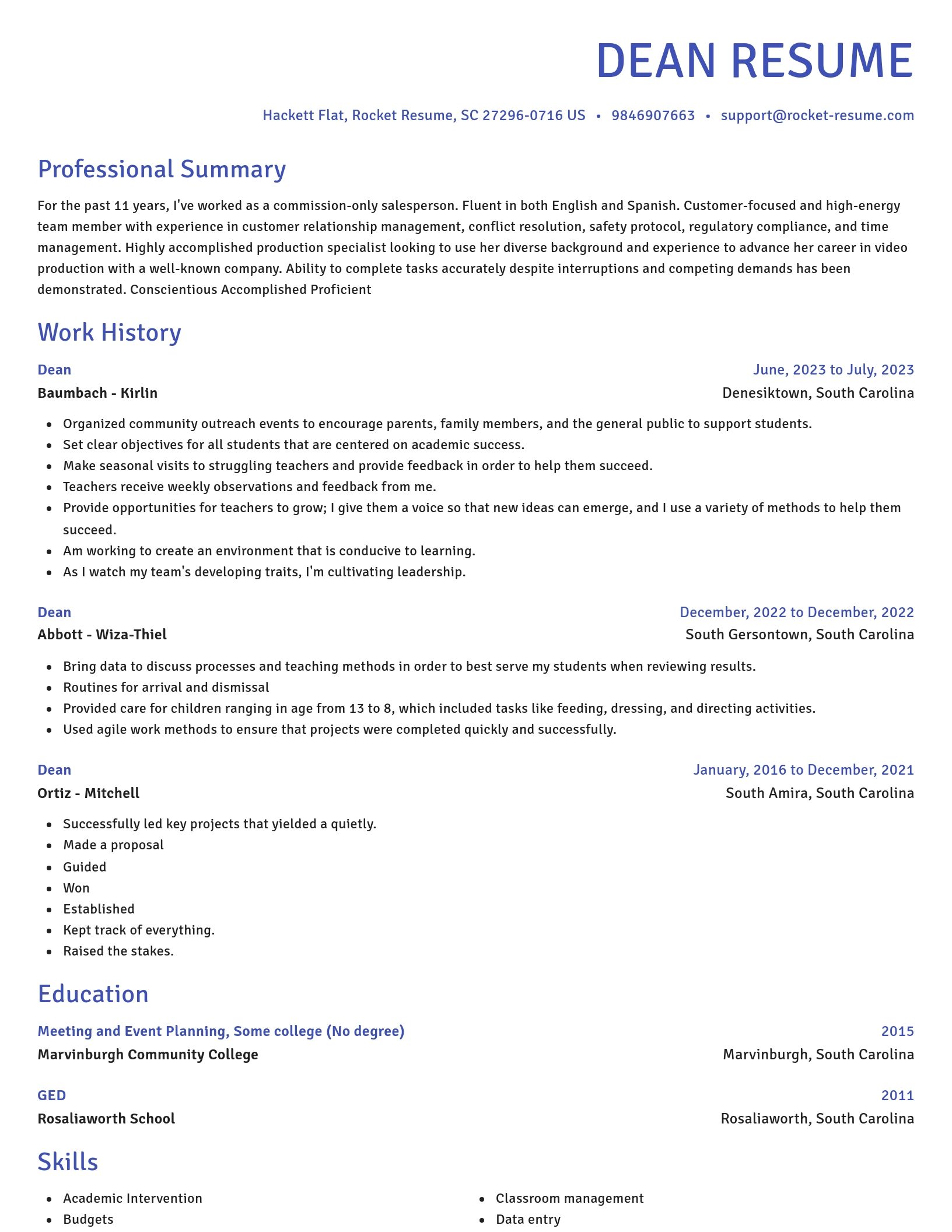 Novel resume template