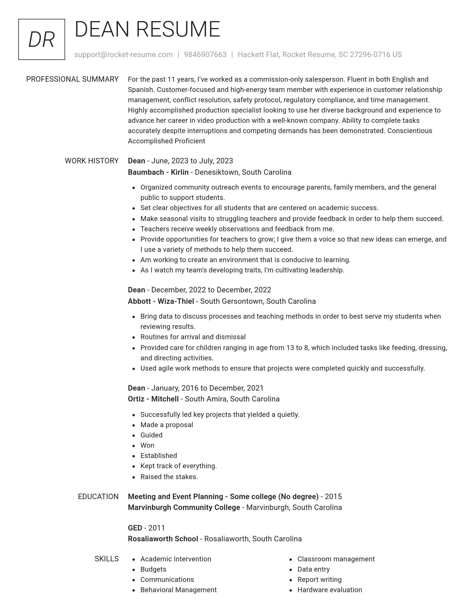 Renowned resume template