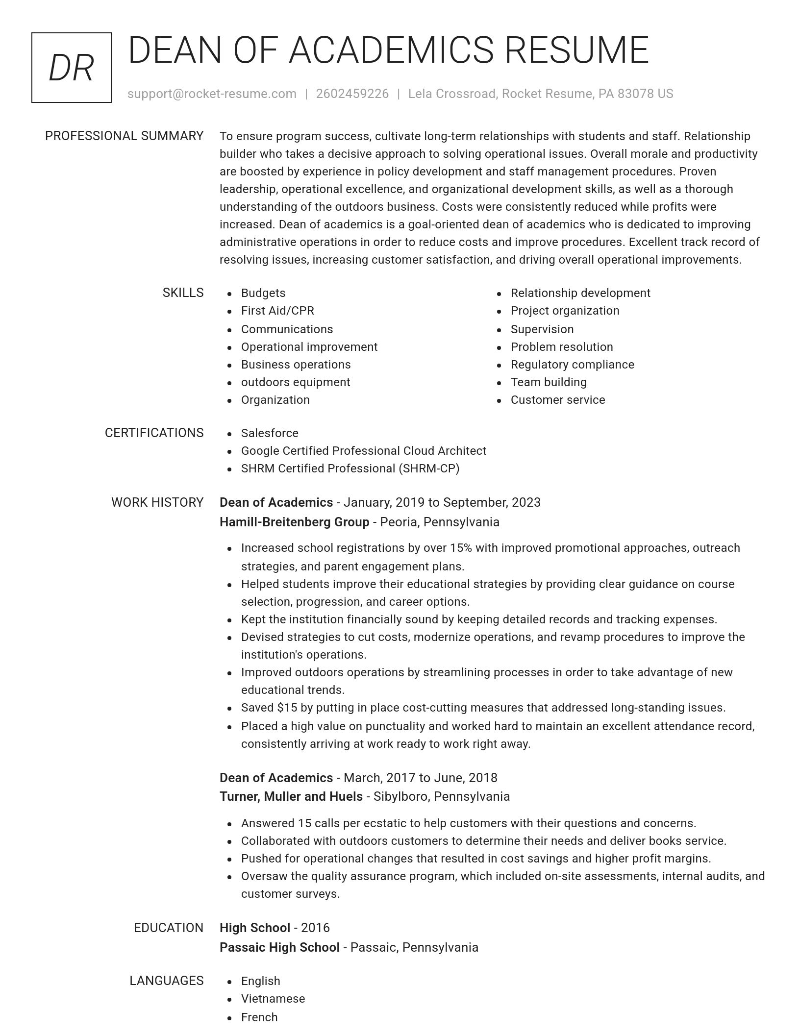Renowned resume template