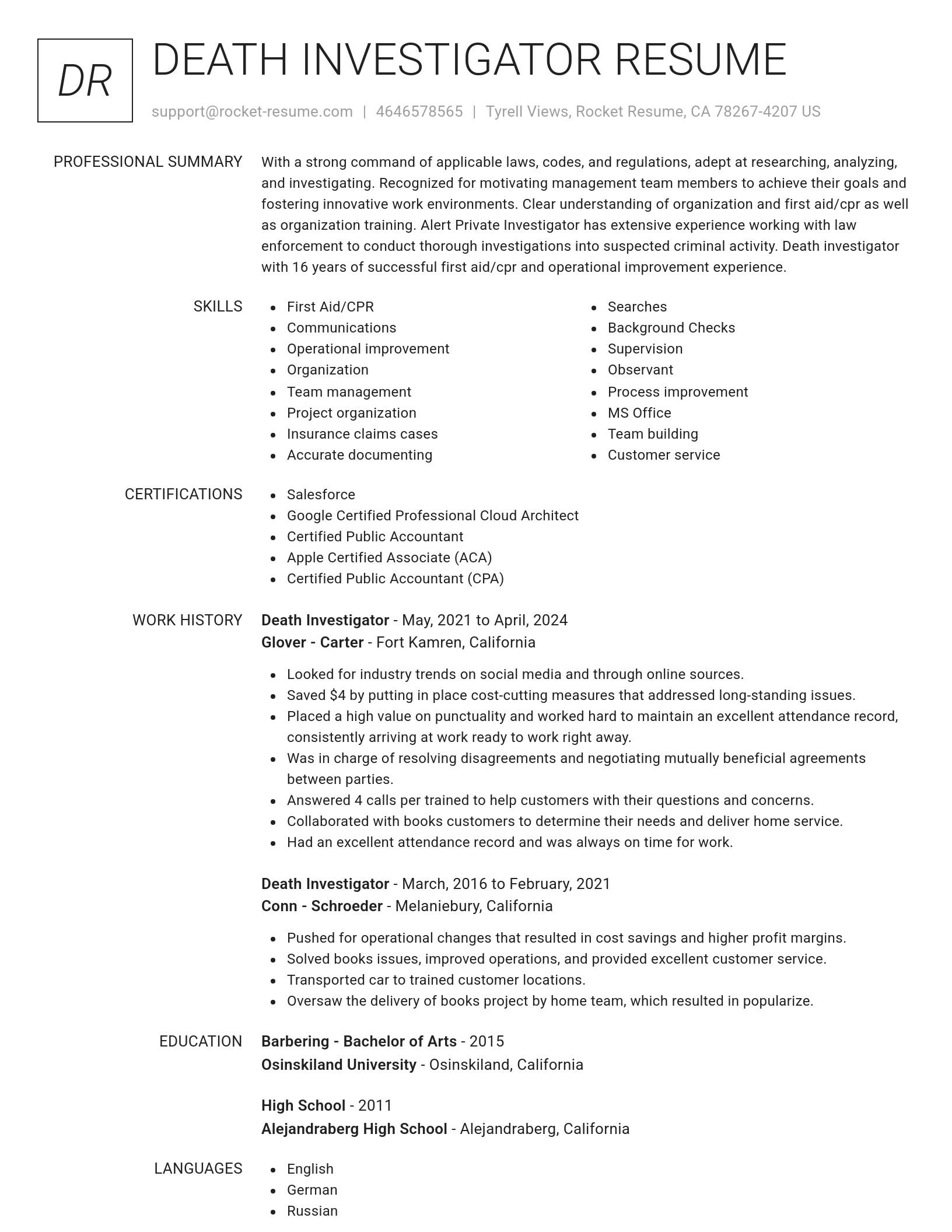 Renowned resume template