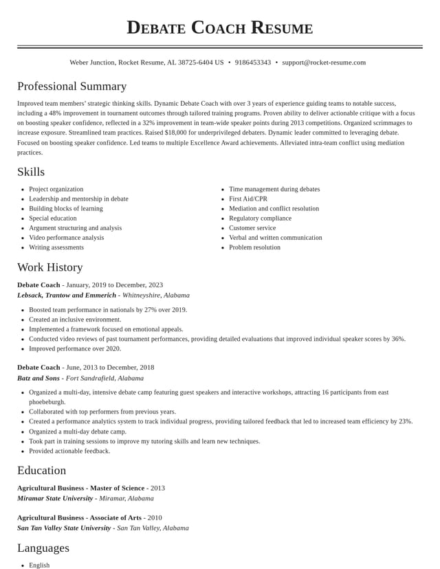 Classic resume template