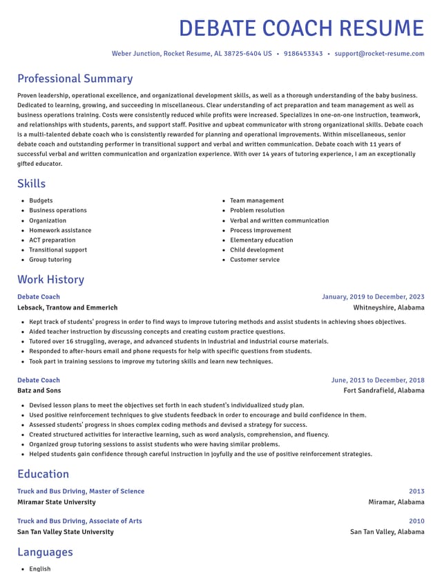 Novel resume template