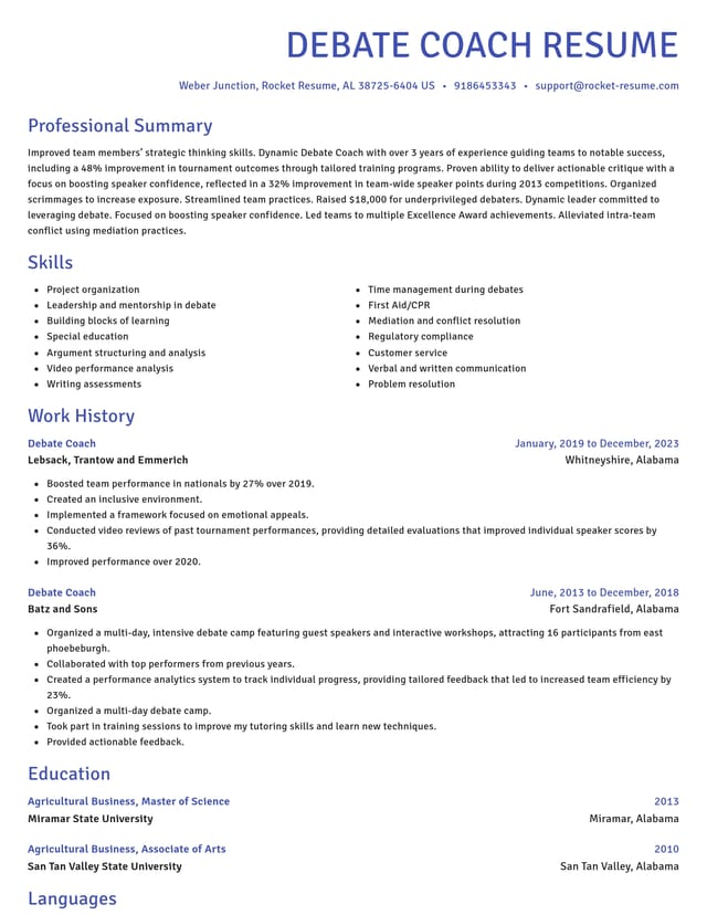 Novel resume template