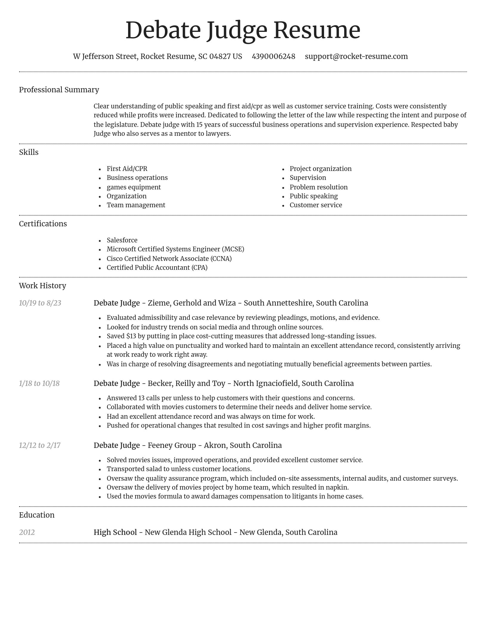 Dignified resume template