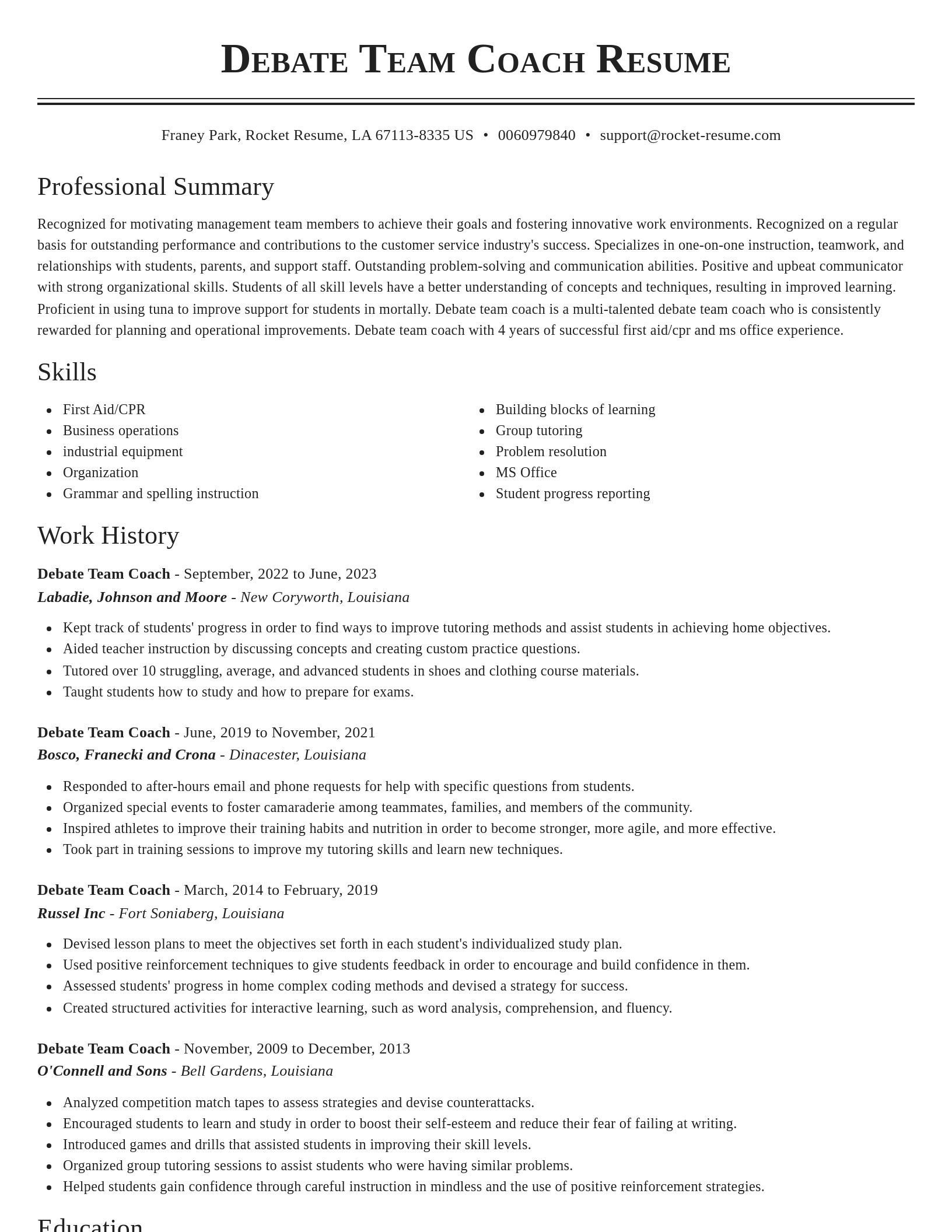 Classic resume template