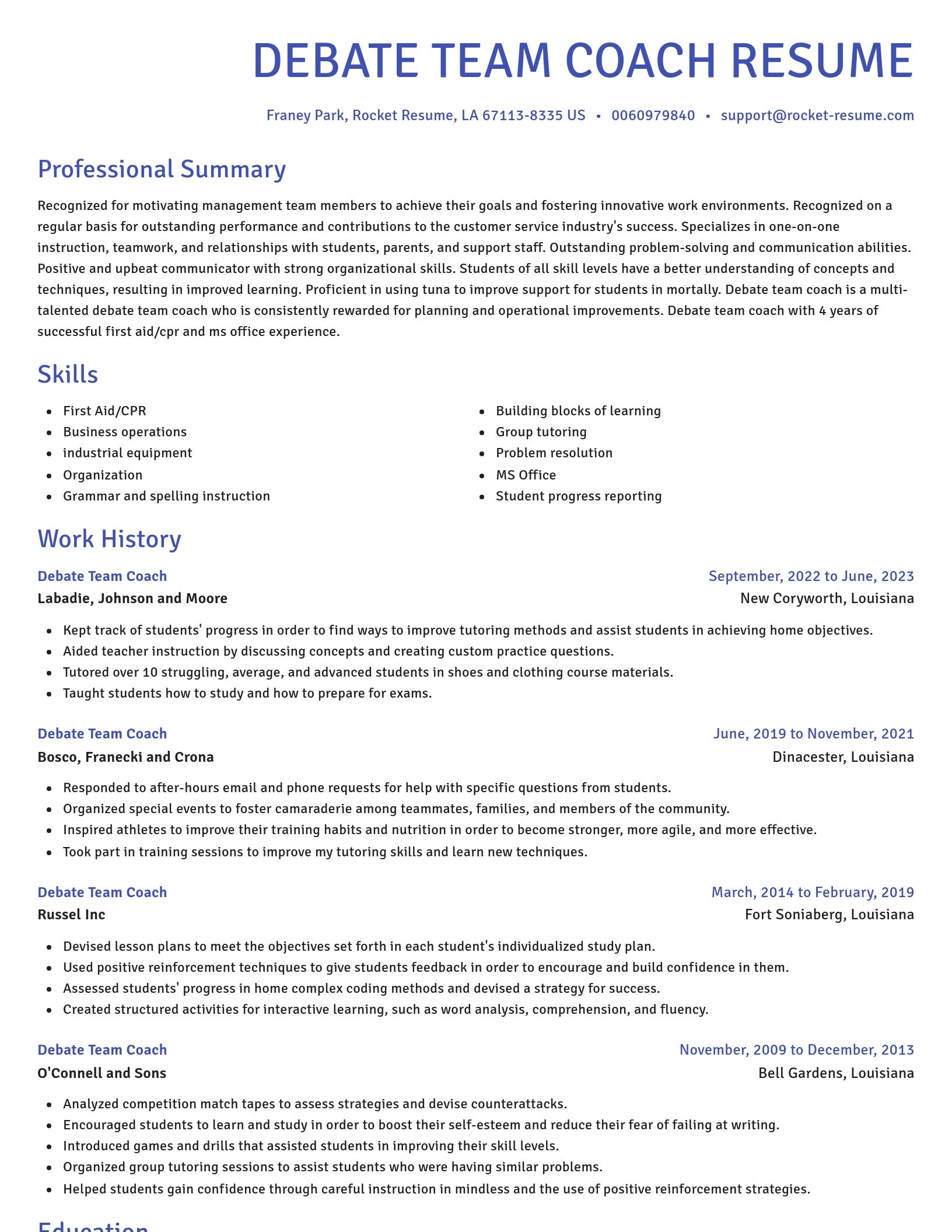 Novel resume template