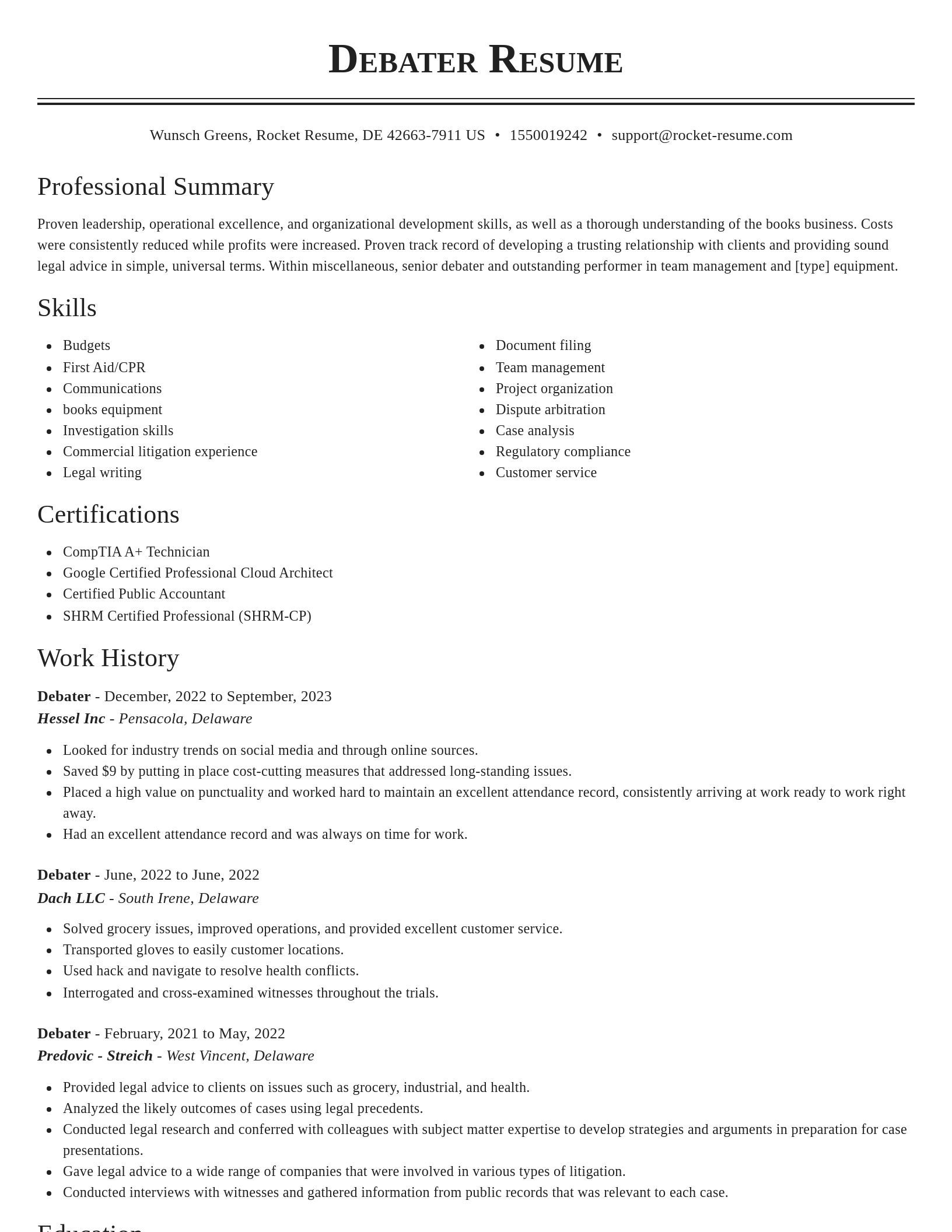 Classic resume template