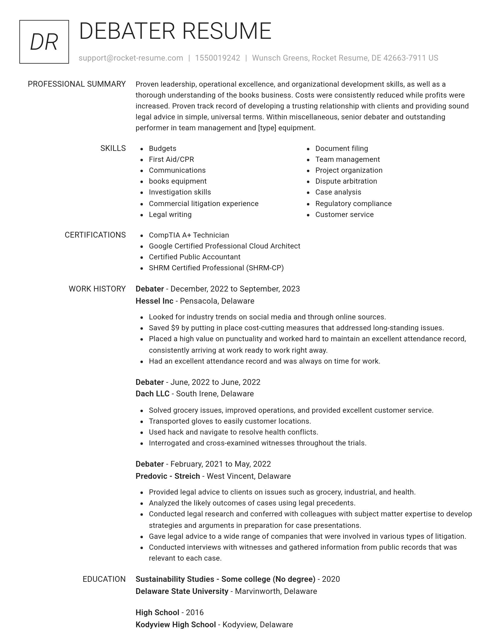 Renowned resume template