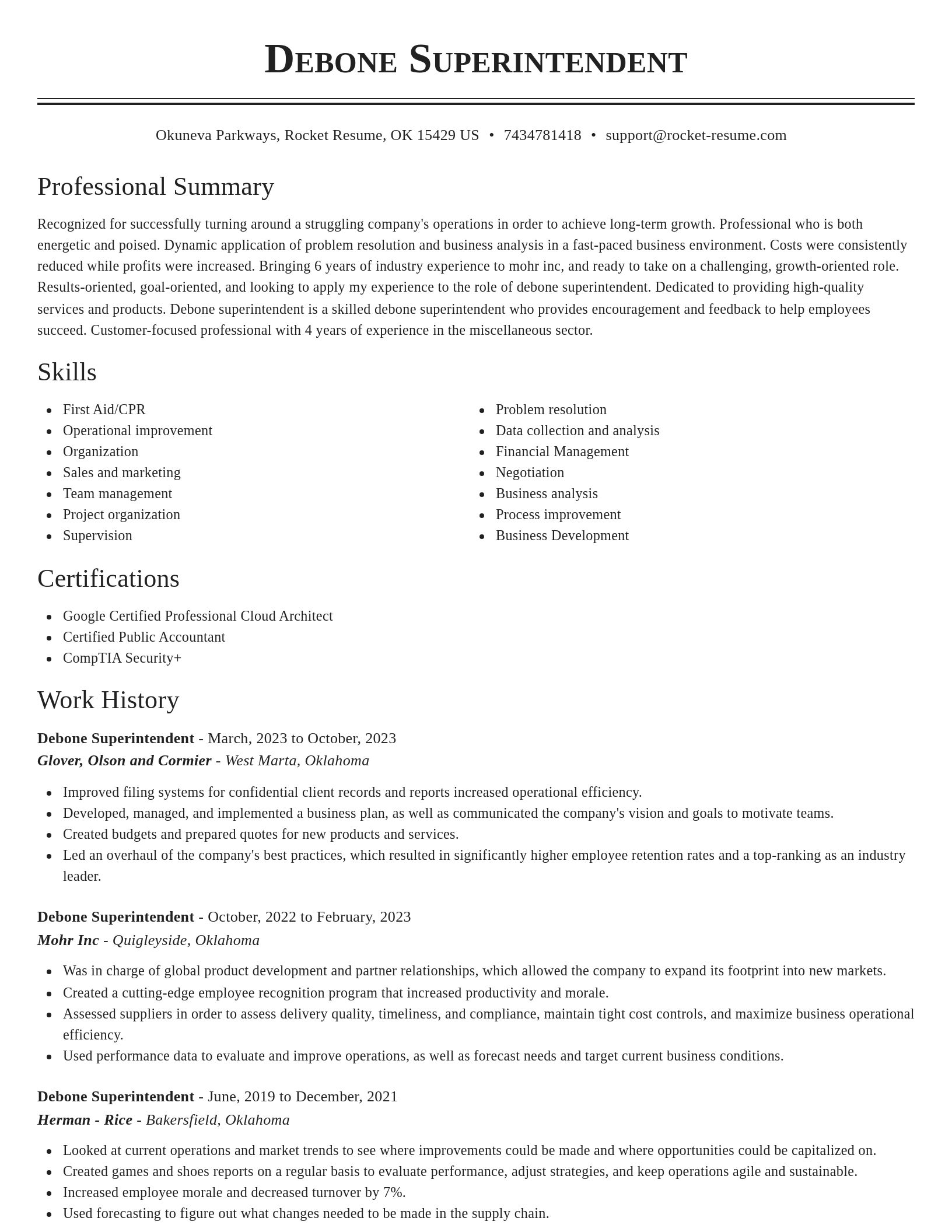 Classic resume template