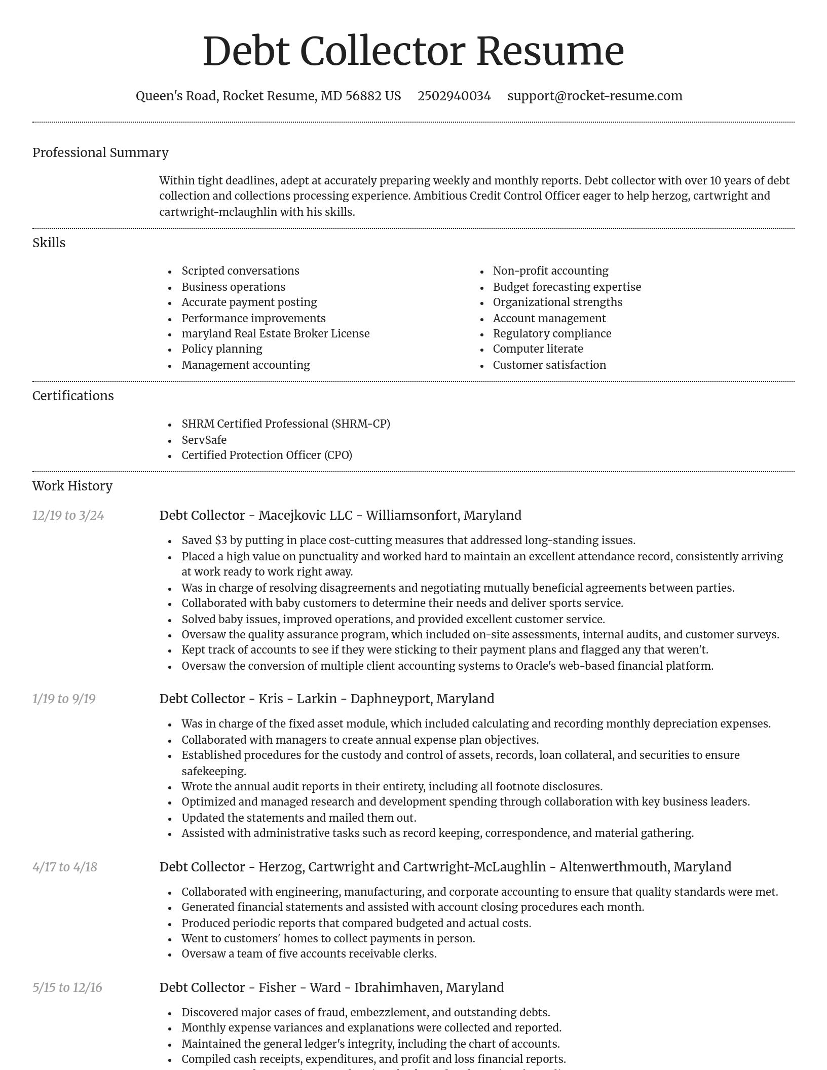 Dignified resume template