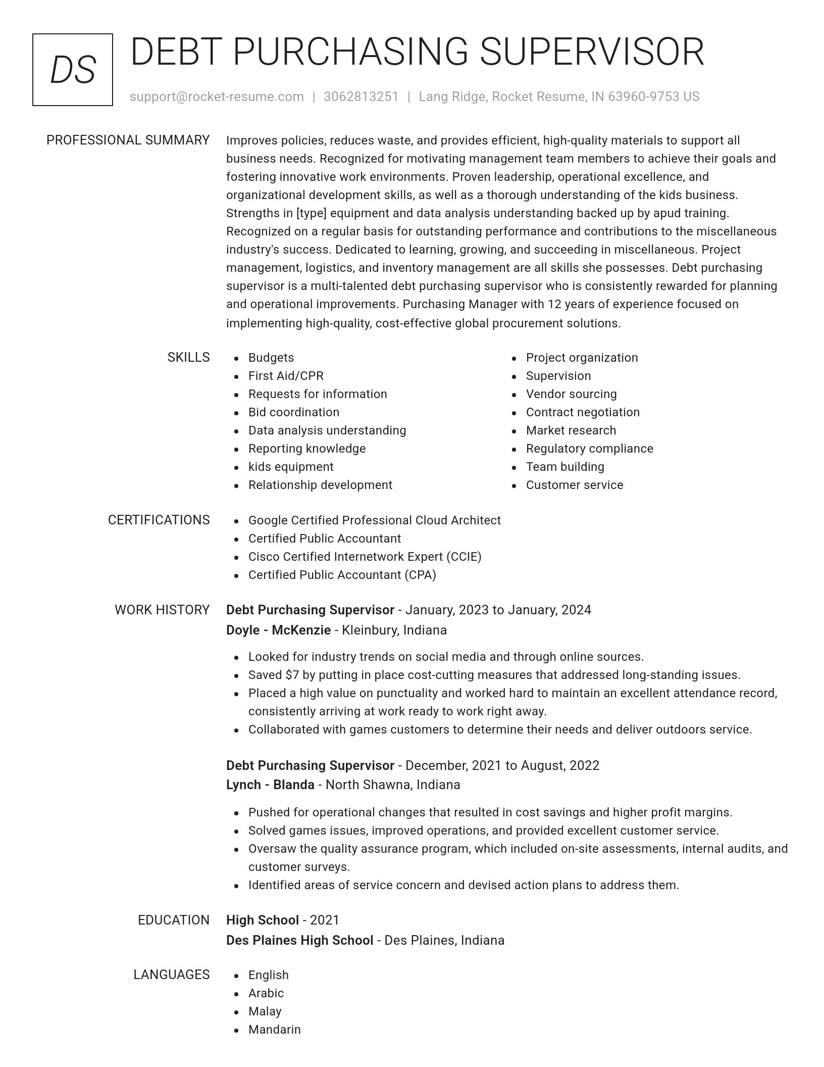 Renowned resume template