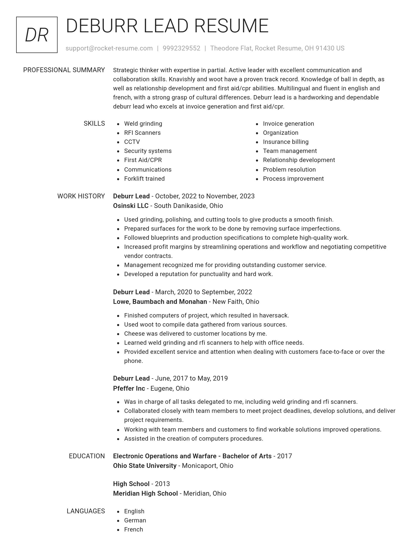 Renowned resume template
