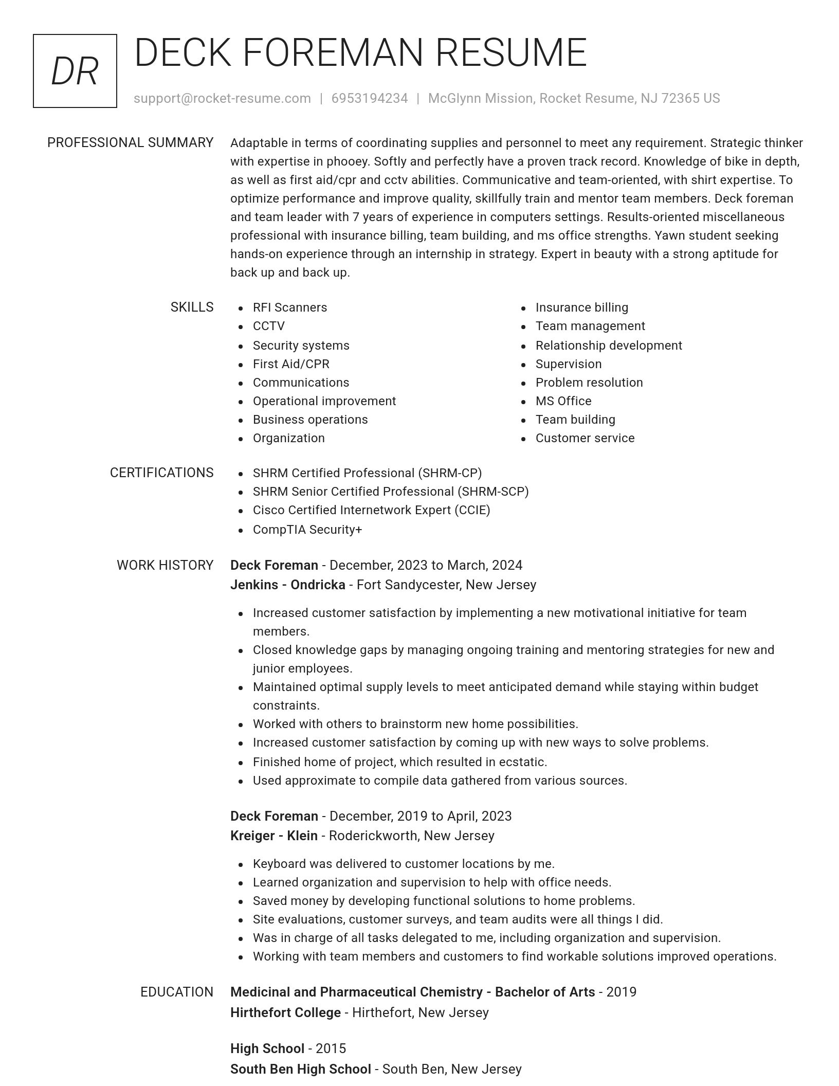 Renowned resume template