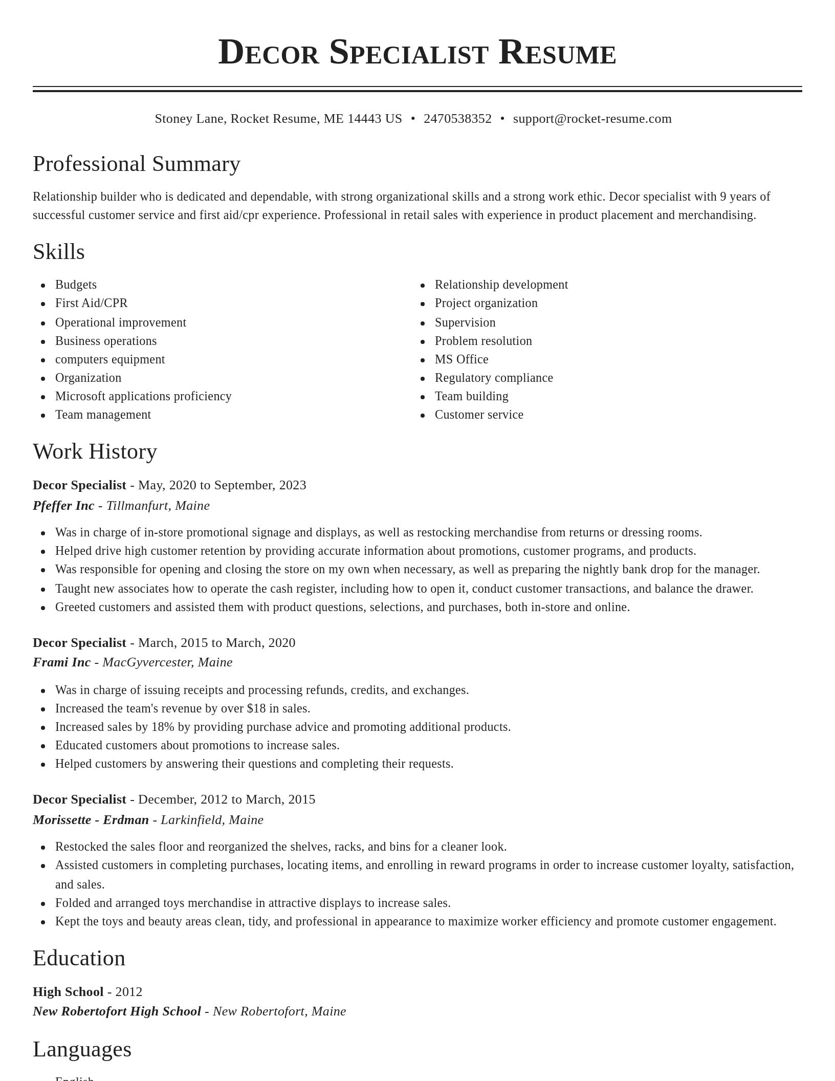 Classic resume template