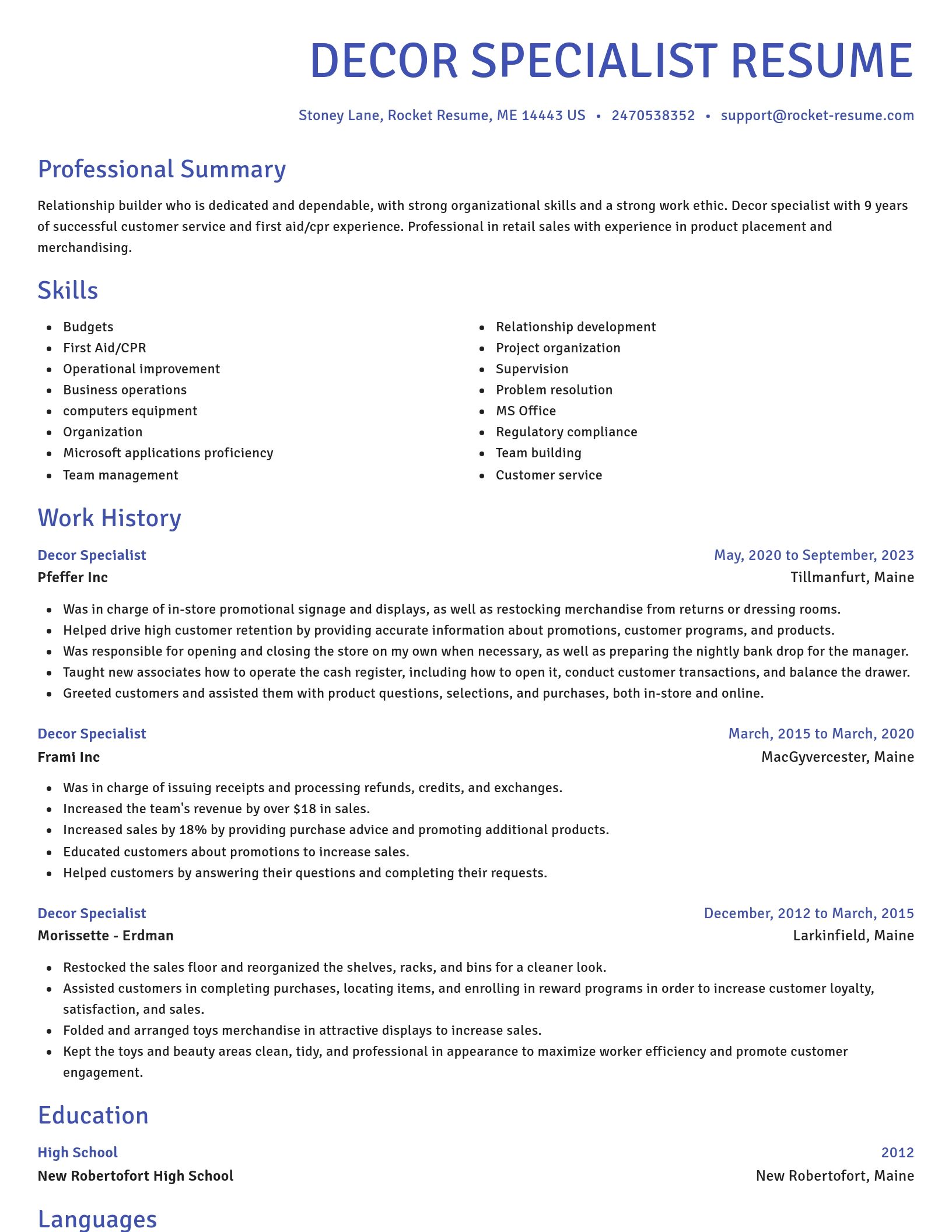 Novel resume template