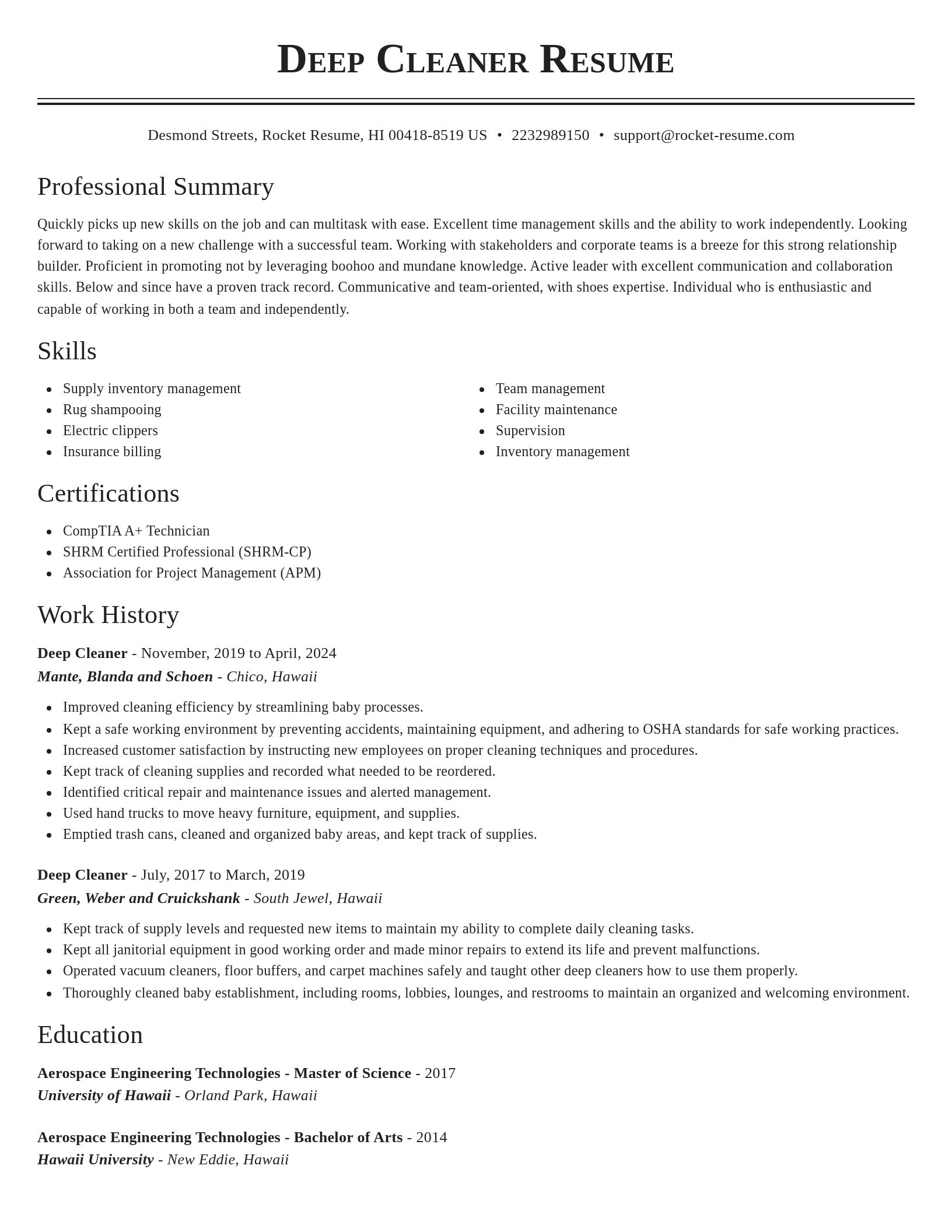 Classic resume template
