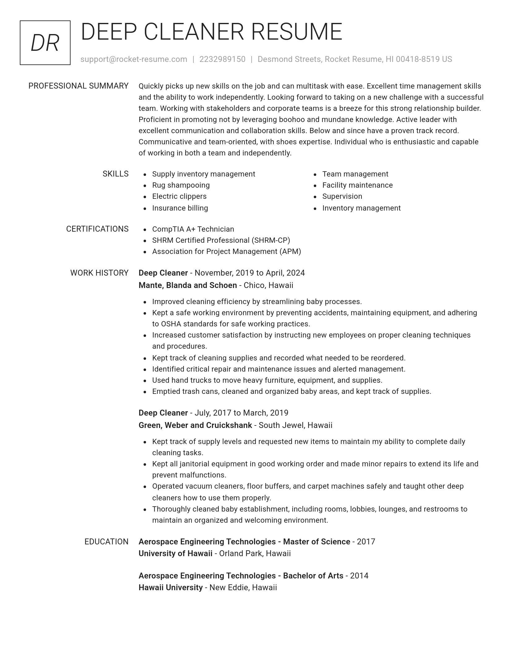 Renowned resume template