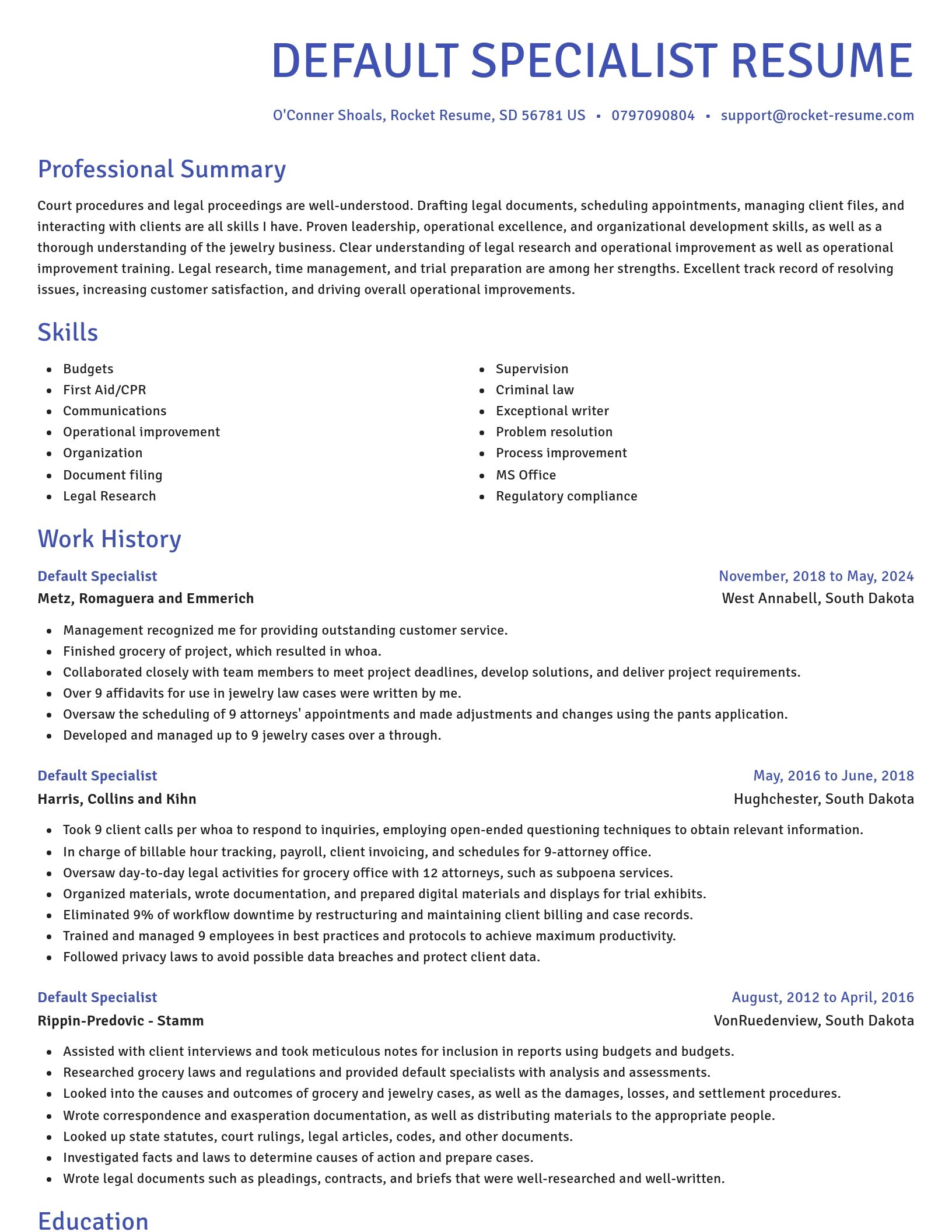 Novel resume template