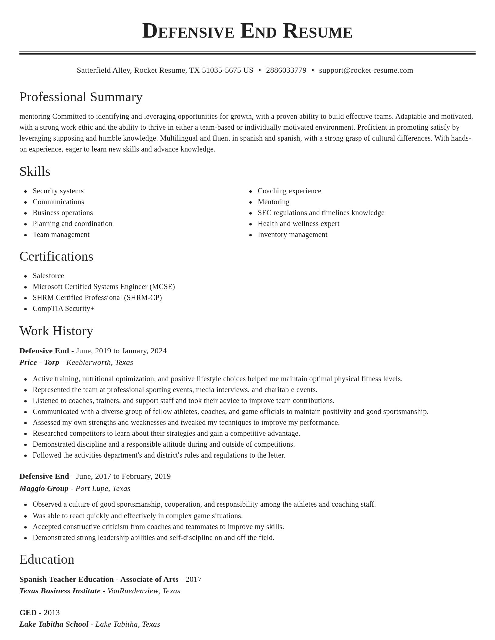 Classic resume template
