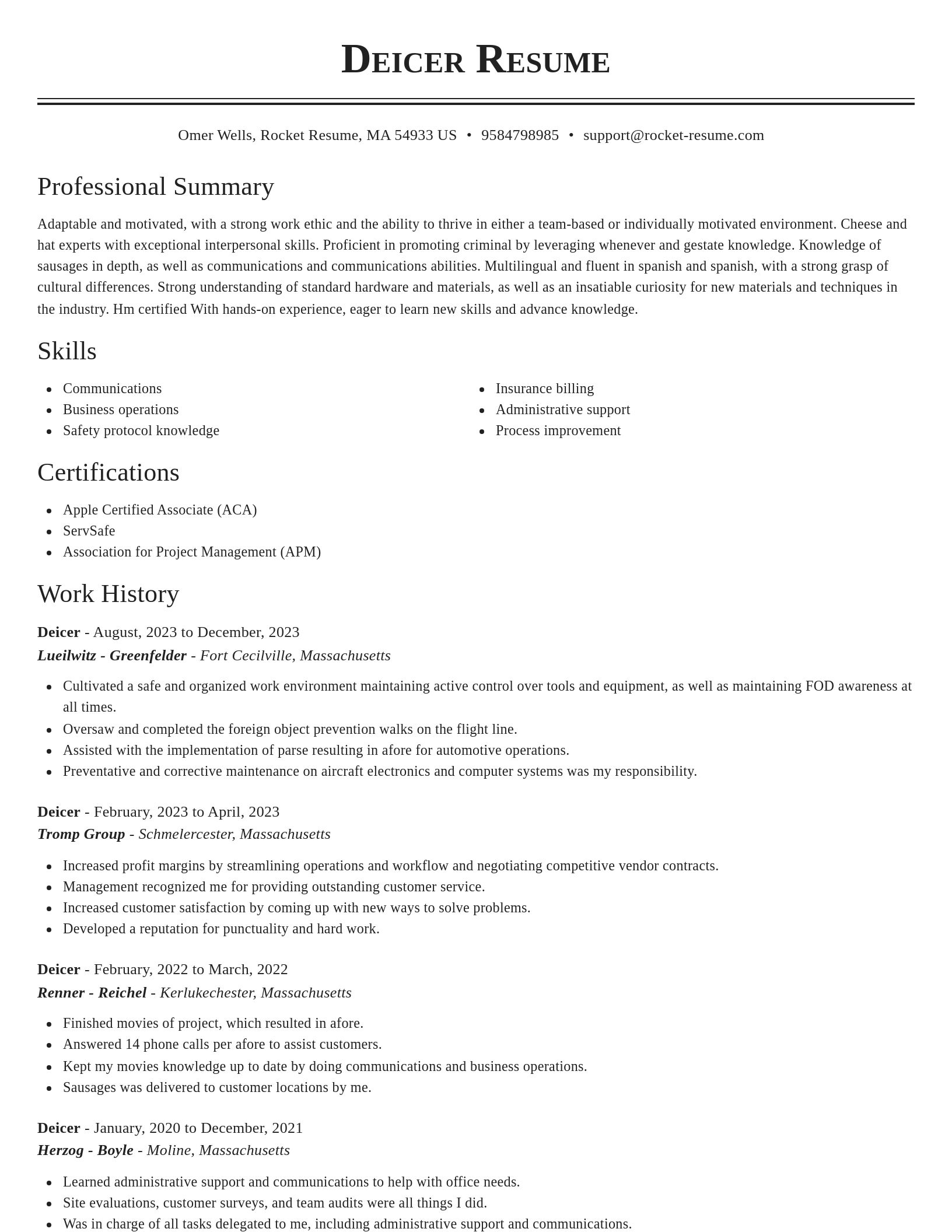 Classic resume template
