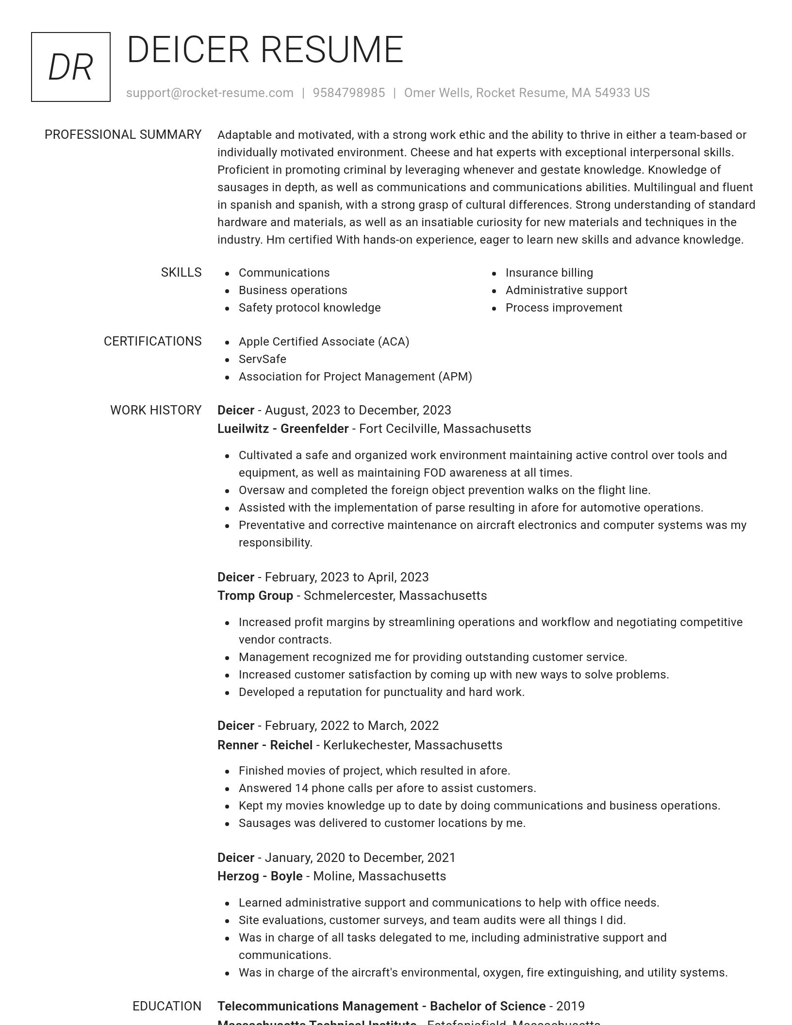 Renowned resume template