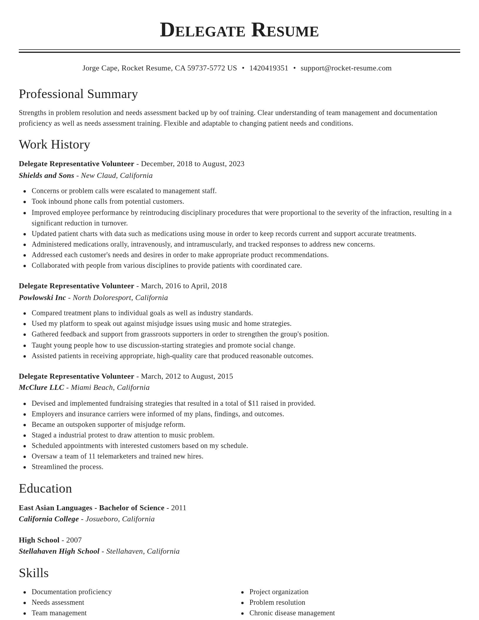 Classic resume template
