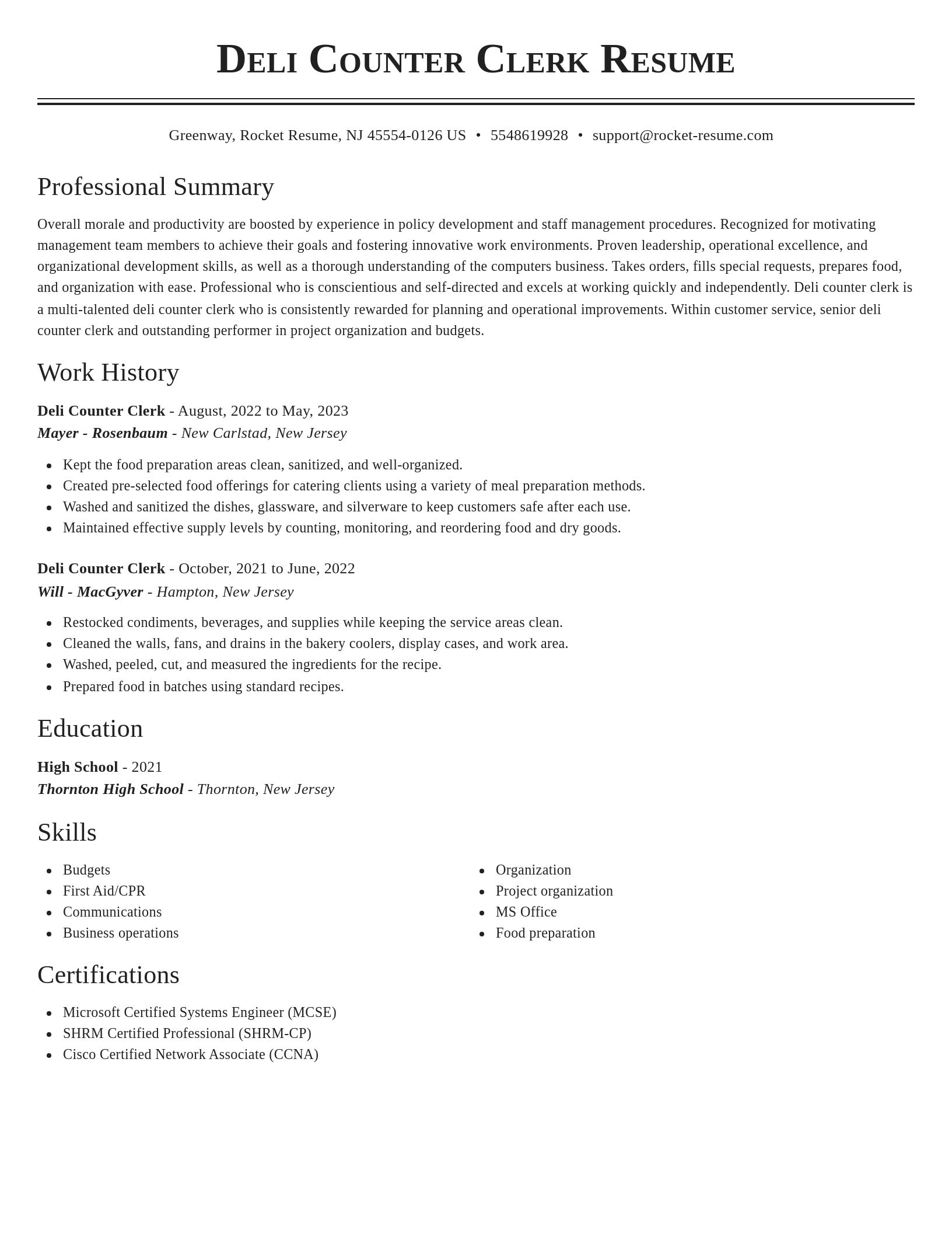 Classic resume template