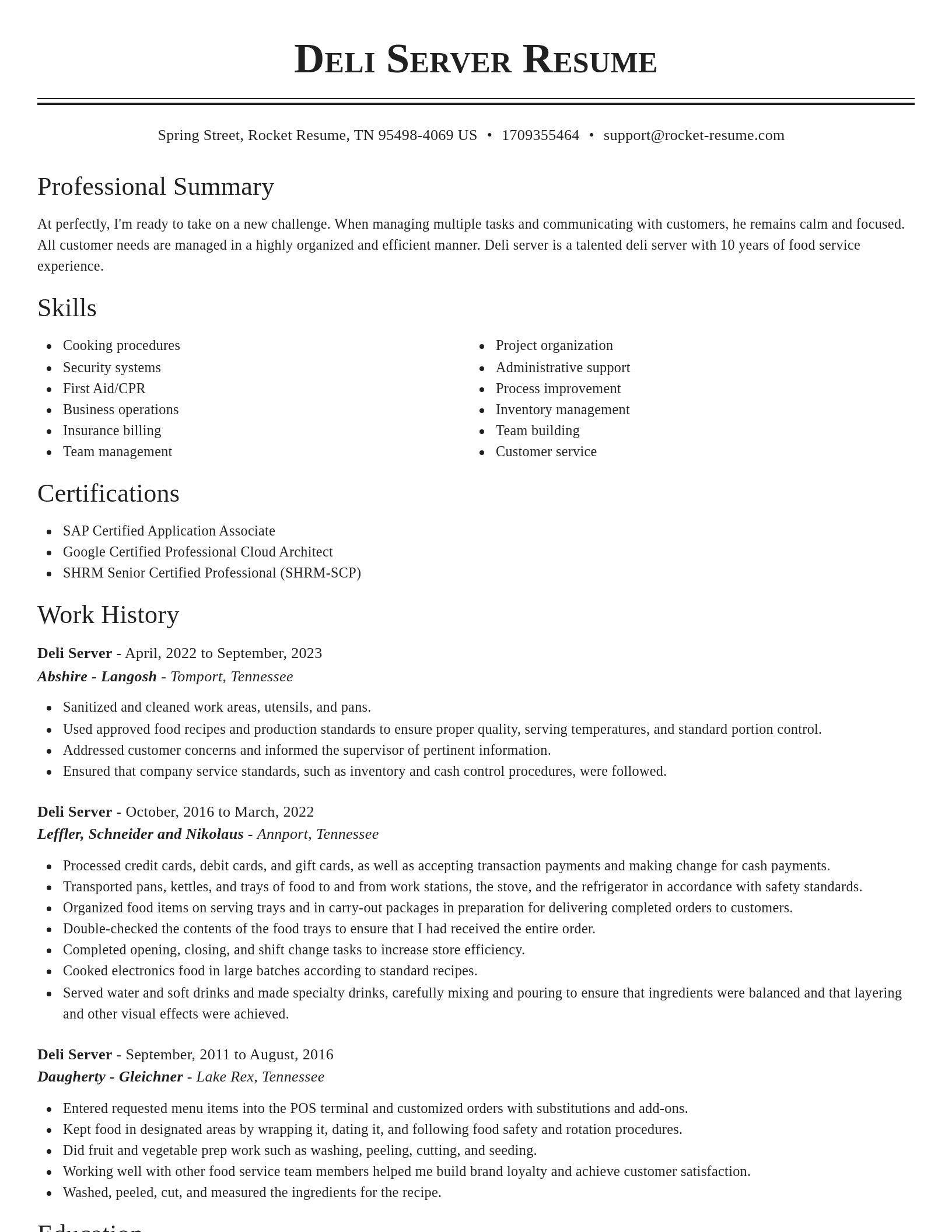 Classic resume template