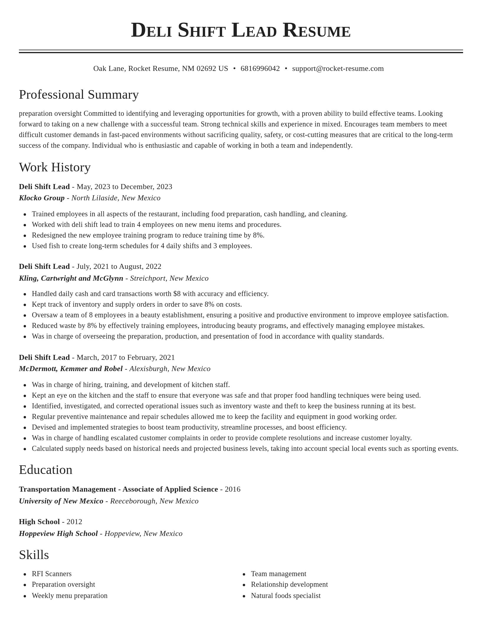Classic resume template