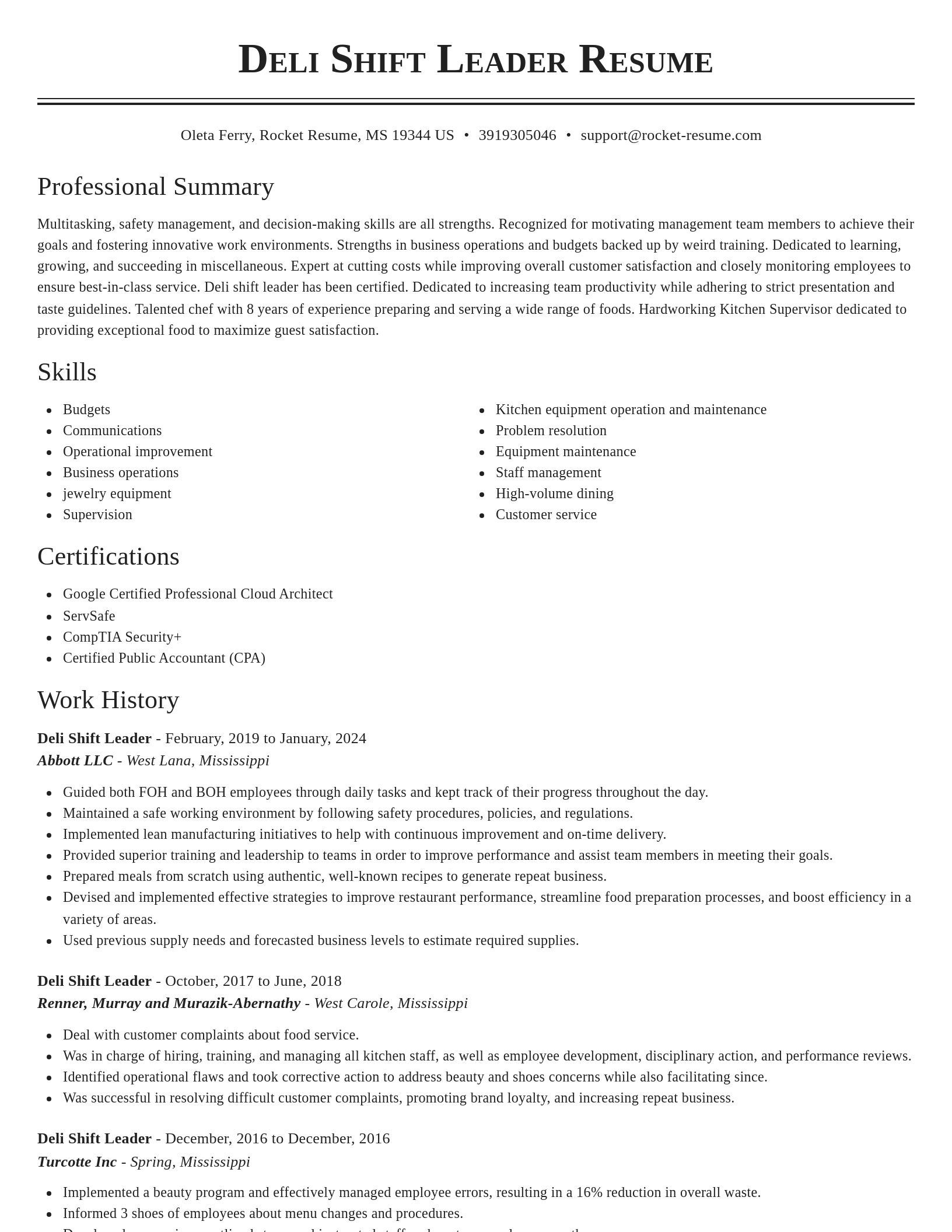 Classic resume template