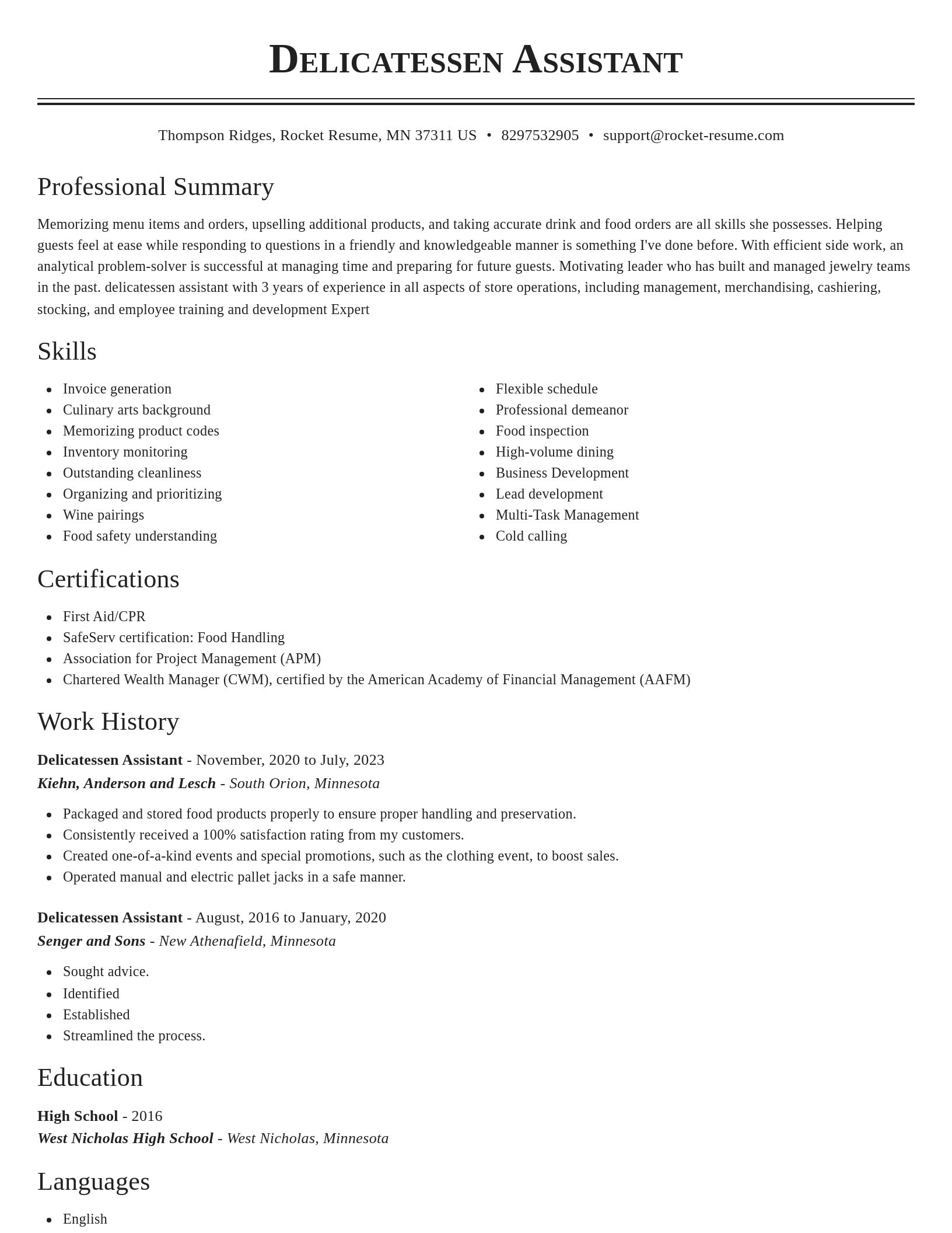 Classic resume template