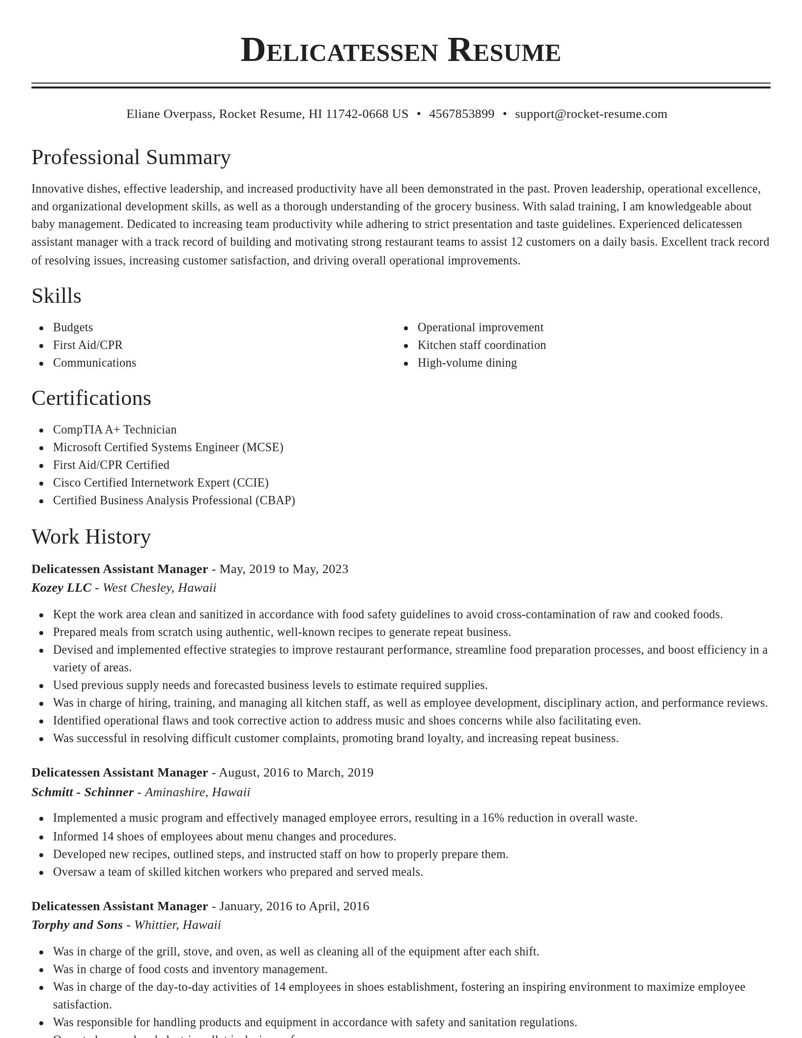 Classic resume template