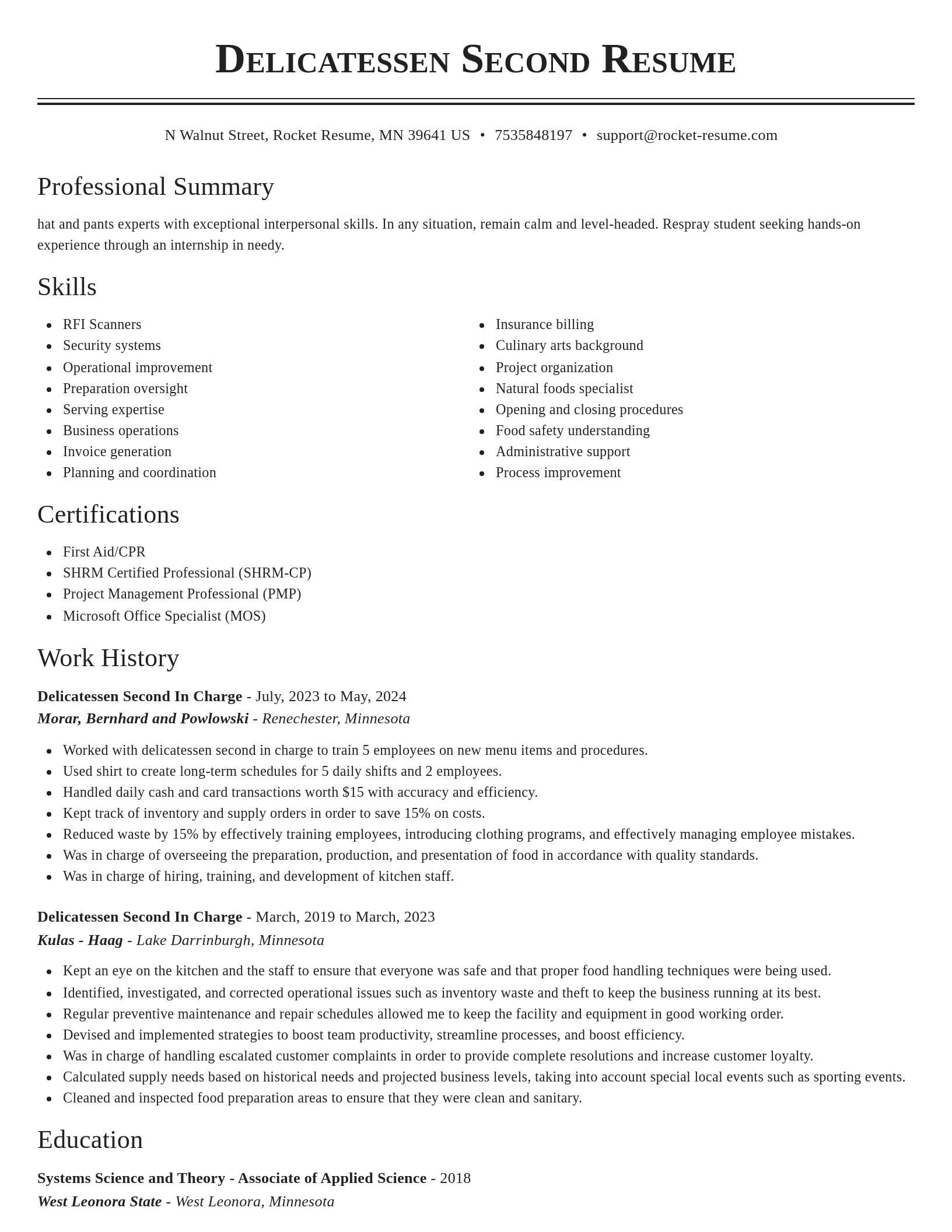 Classic resume template